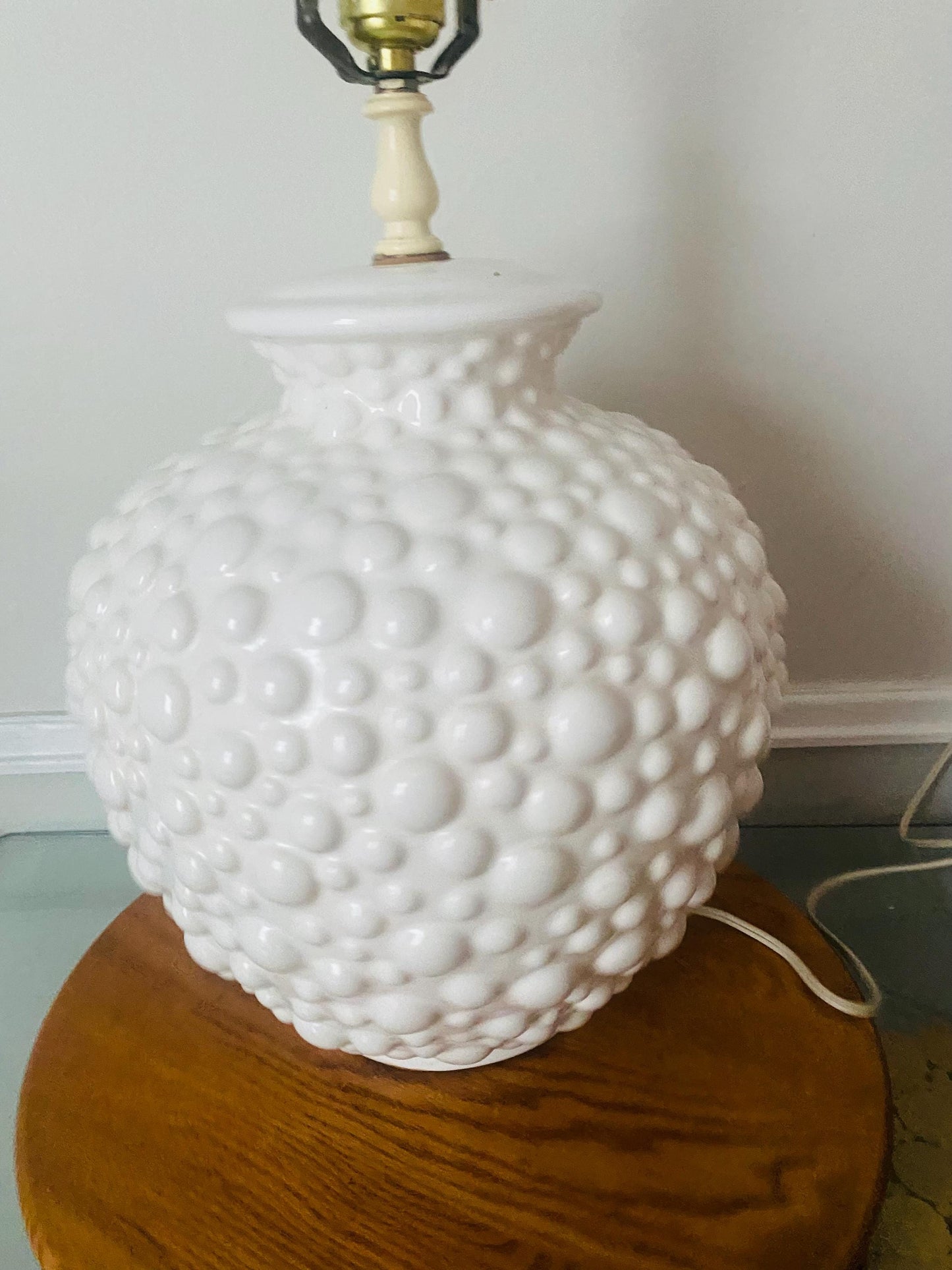 MCM Vintage White Ceramic Bubble Table Lamp No Shade