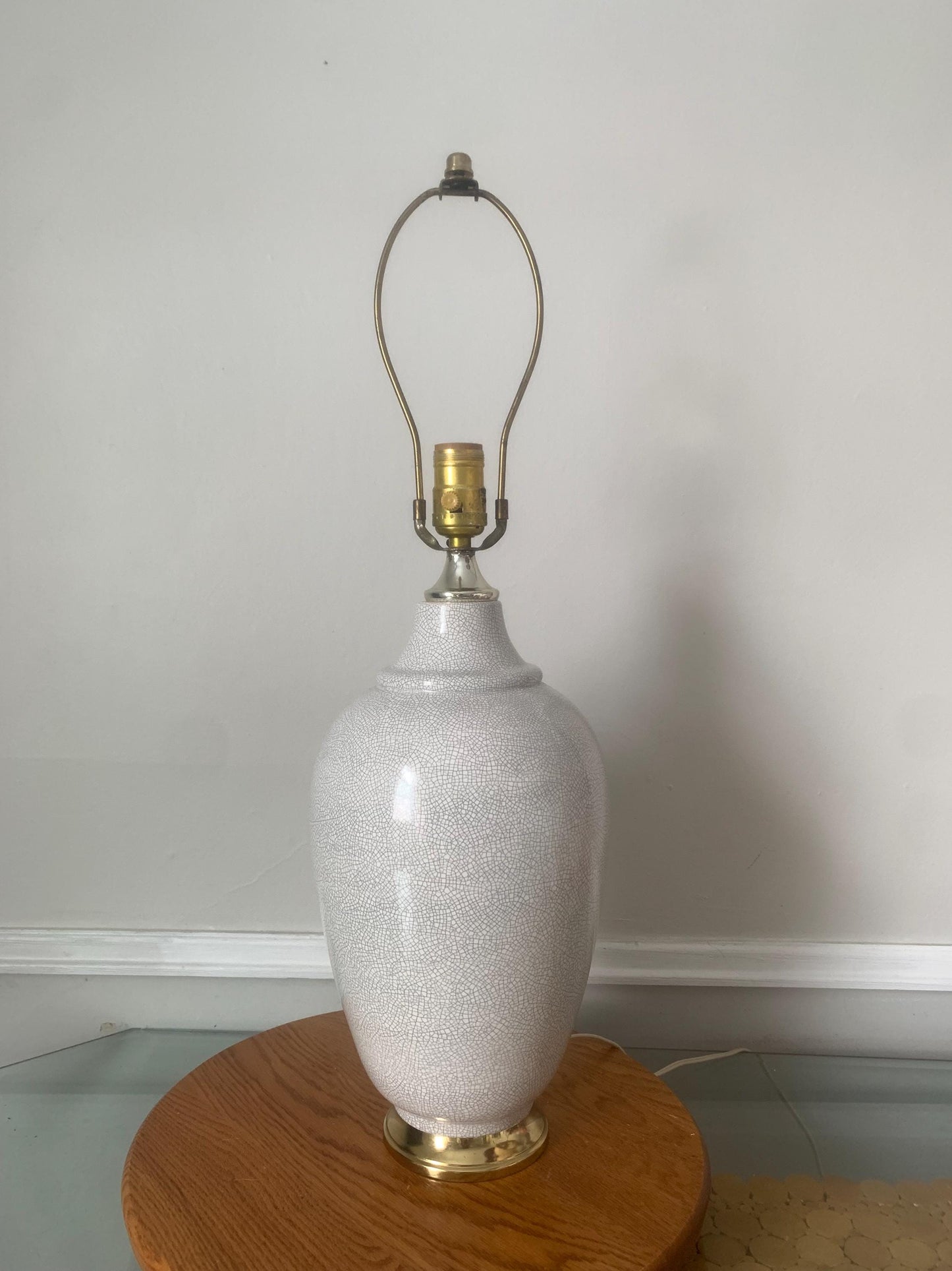 Medium Vintage Blush Pink Ginger Jar Table Lamp with Crackle Effect No Shade