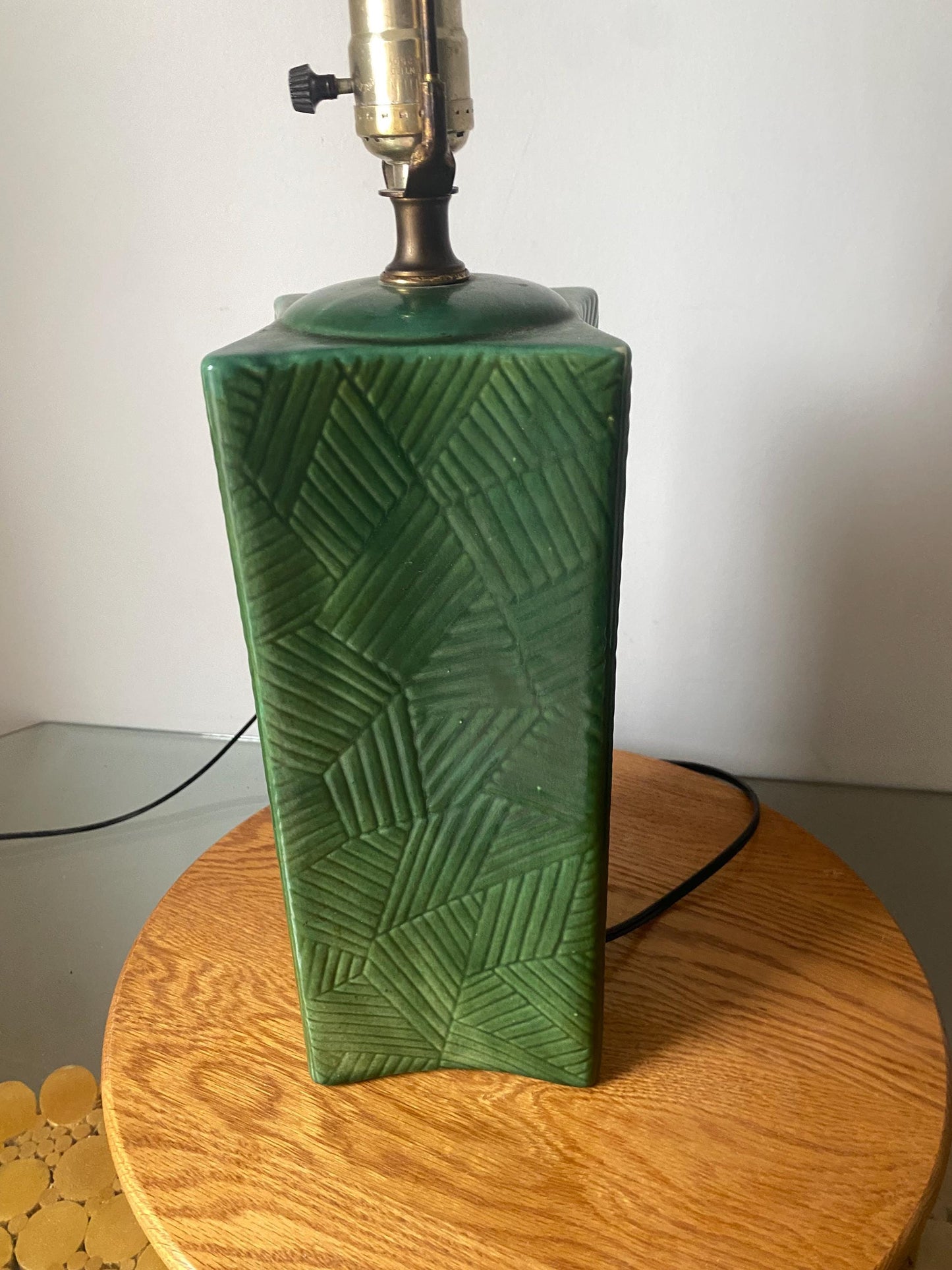 Antique Deep Jade Ceramic Lamp No Shade