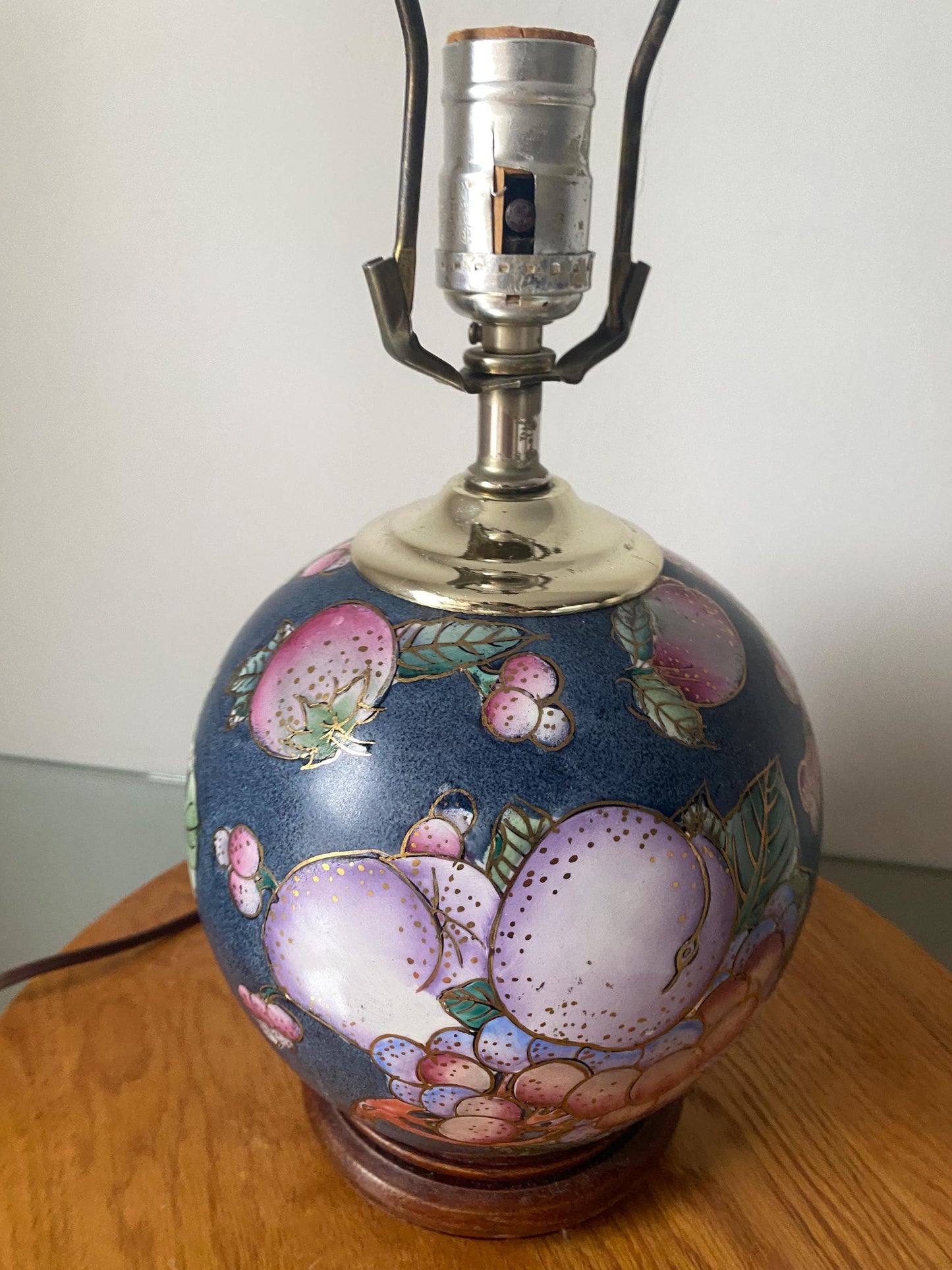 Retro Small Enamelled Jewel Tone Fruit Motif Gumball Ceramic Lamp No Shade