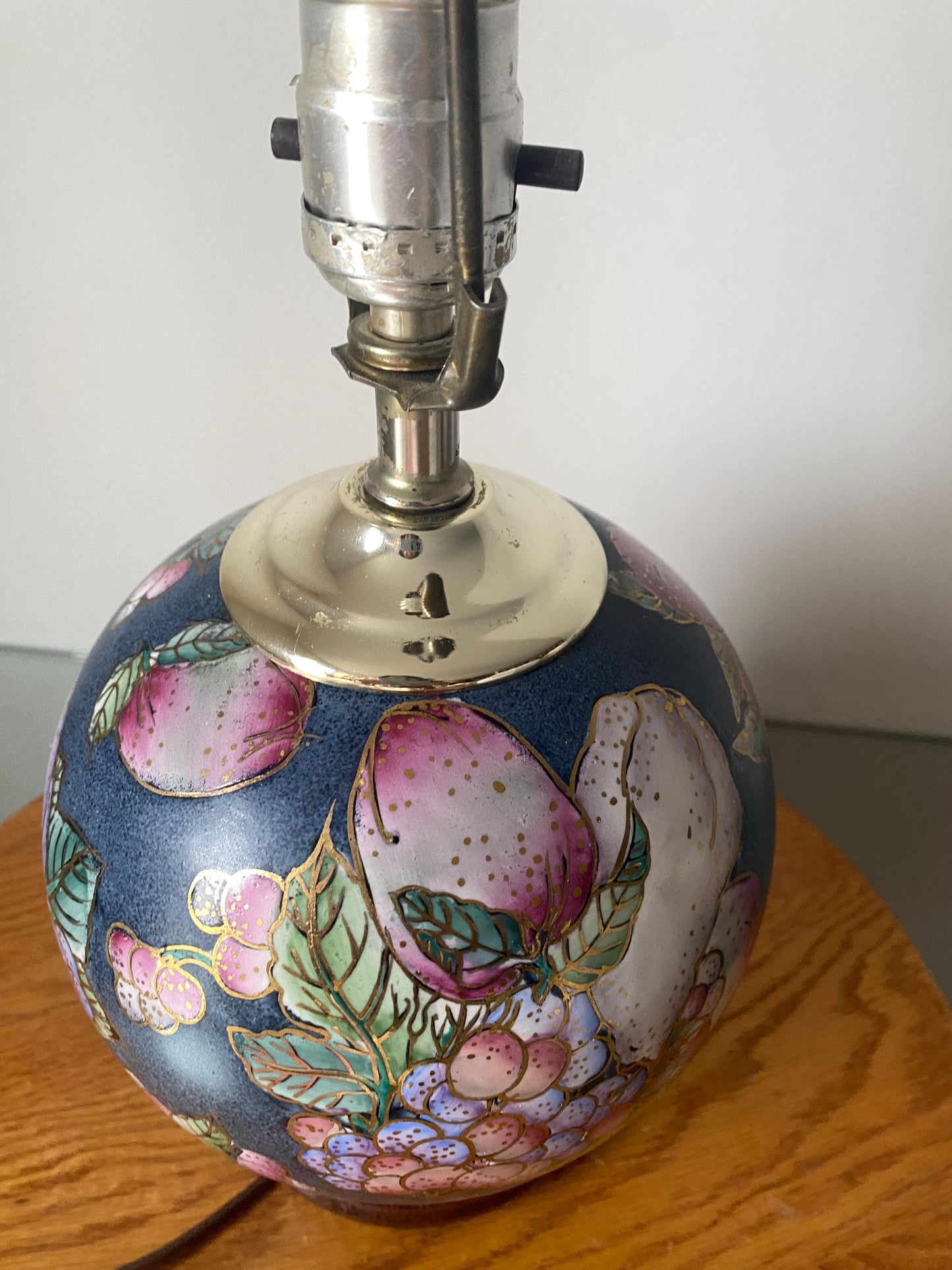 Retro Small Enamelled Jewel Tone Fruit Motif Gumball Ceramic Lamp No Shade