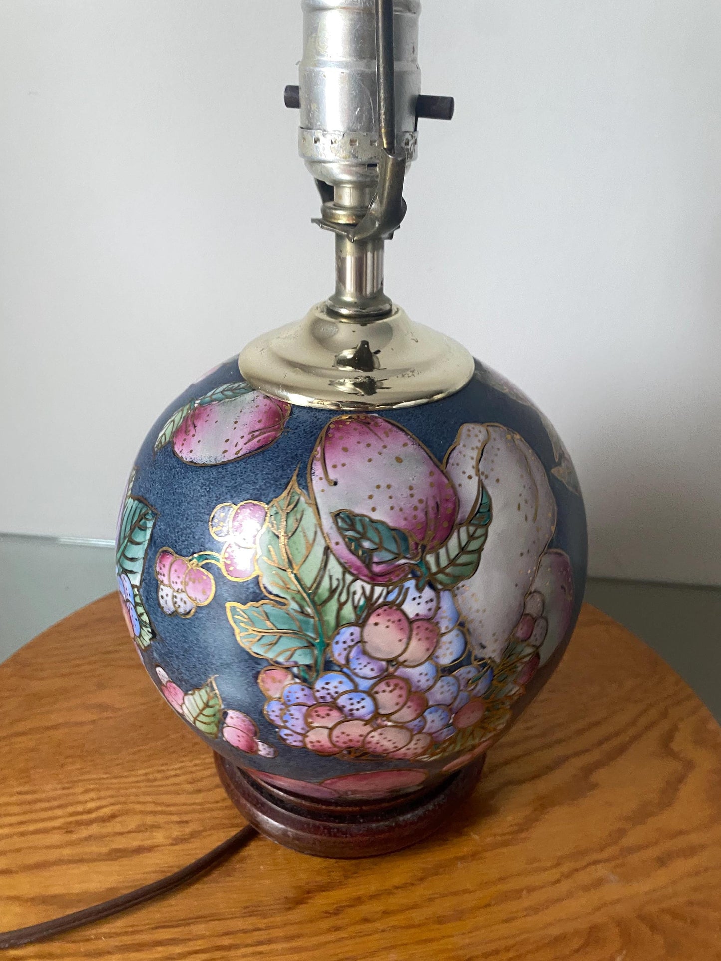Retro Small Enamelled Jewel Tone Fruit Motif Gumball Ceramic Lamp No Shade