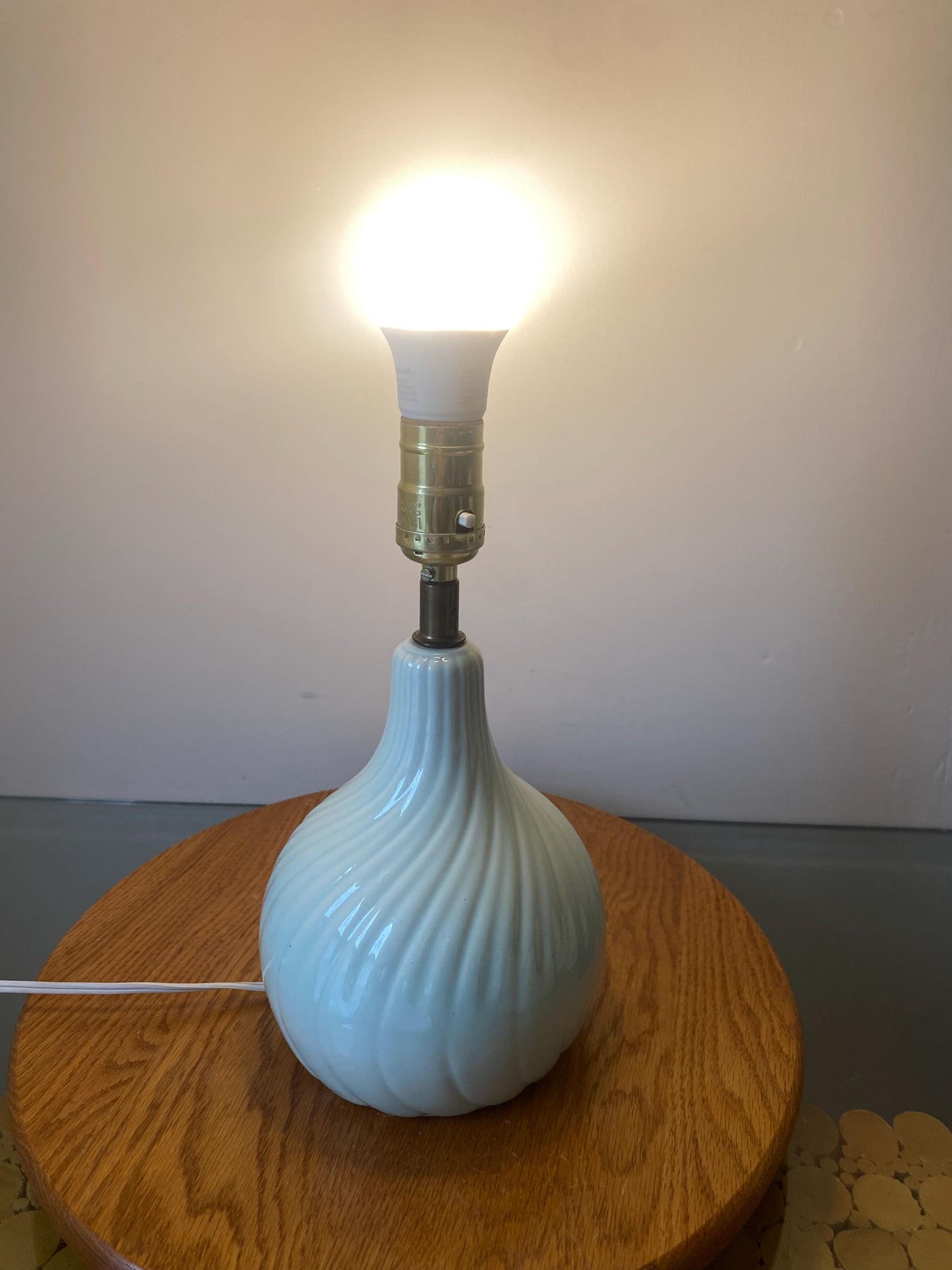 Vintage Light Jade Ceramic Dumpling Lamp No Shade