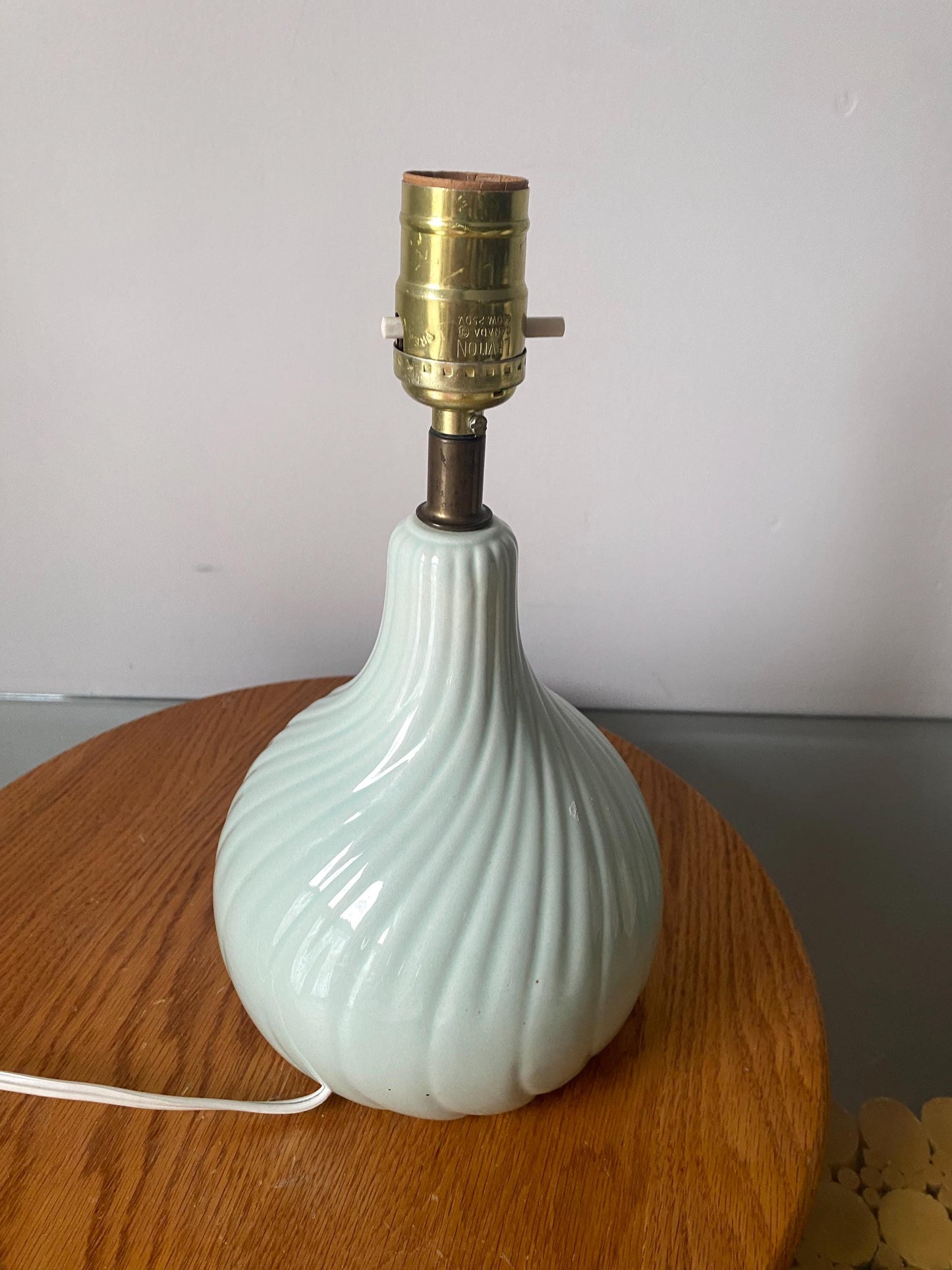 Vintage Light Jade Ceramic Dumpling Lamp No Shade