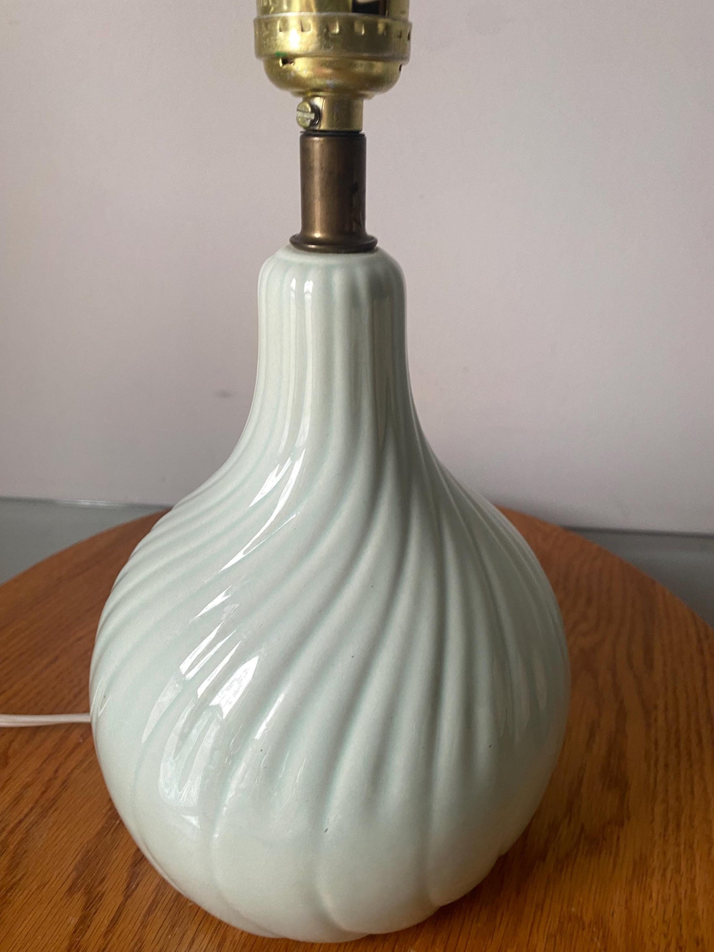 Vintage Light Jade Ceramic Dumpling Lamp No Shade