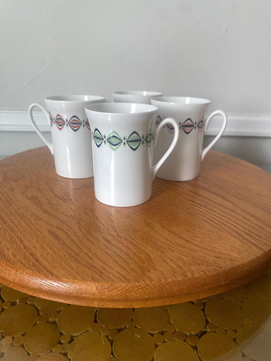 Set of 4 Vintage Windsor Heyday Bone China Mugs Made in England