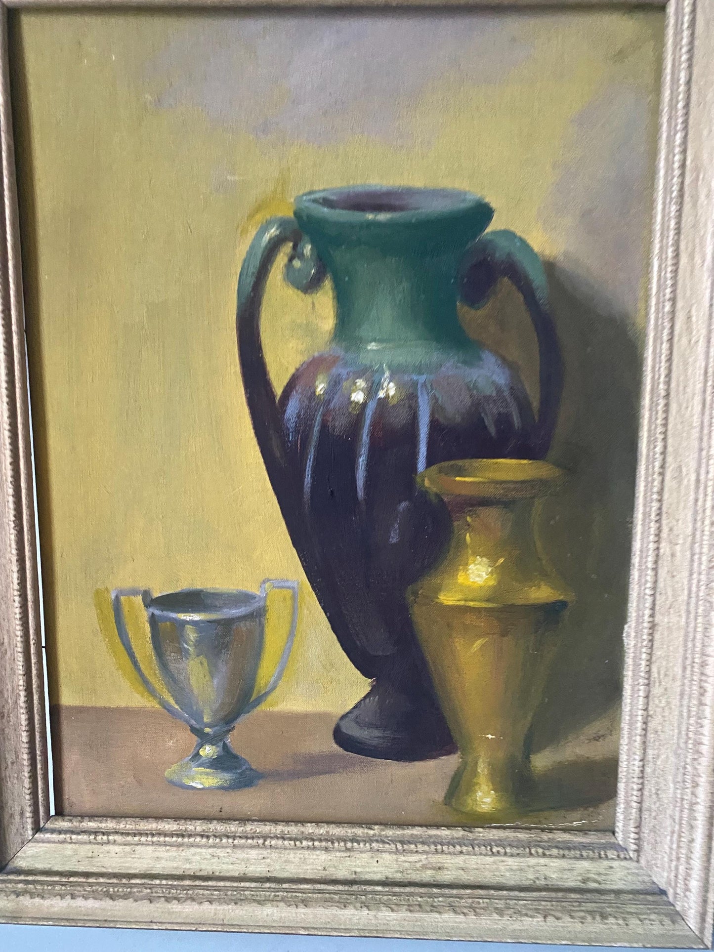 MCM Medium Vase Still Life Painting in Gold Wood Frame