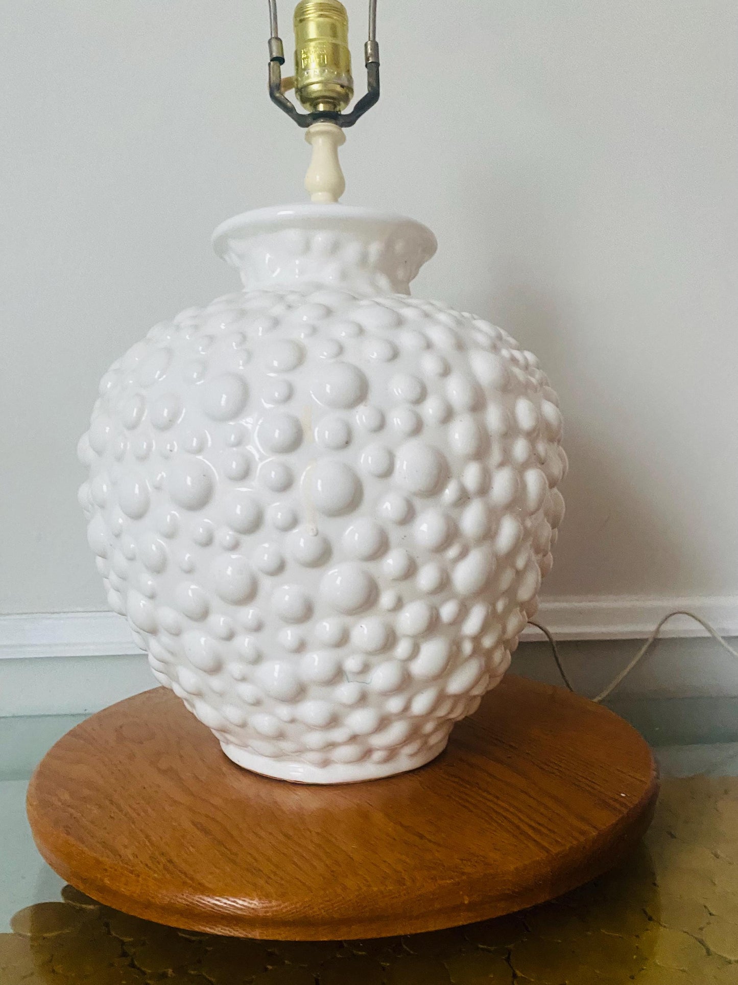 MCM Vintage White Ceramic Bubble Table Lamp No Shade