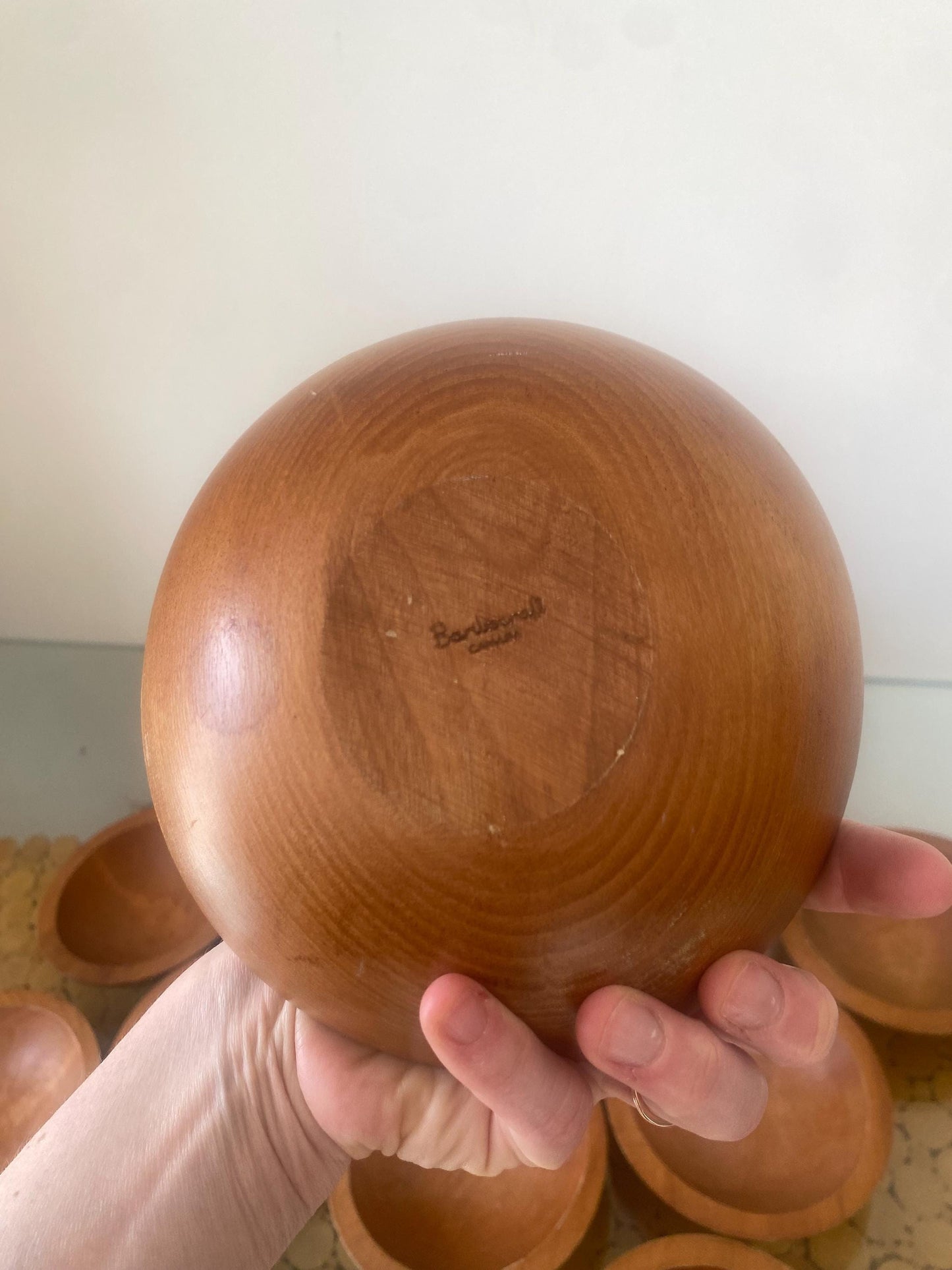 Vintage 1970s Maple Baribocraft 11 Piece Small Wood Bowl Set with Tongs
