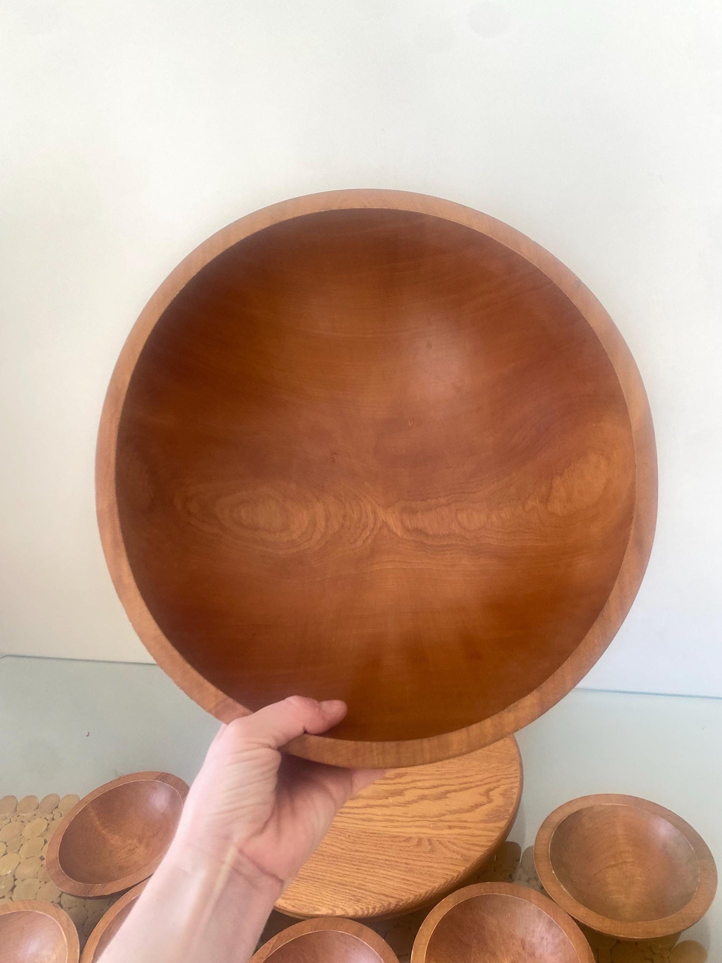 Vintage 1970s Maple Baribocraft 11 Piece Small Wood Bowl Set with Tongs