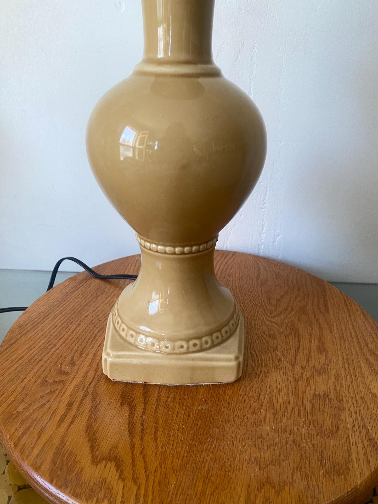 Antique Tall Medium Cafe Au Lait Ceramic Table Lamp No Shade