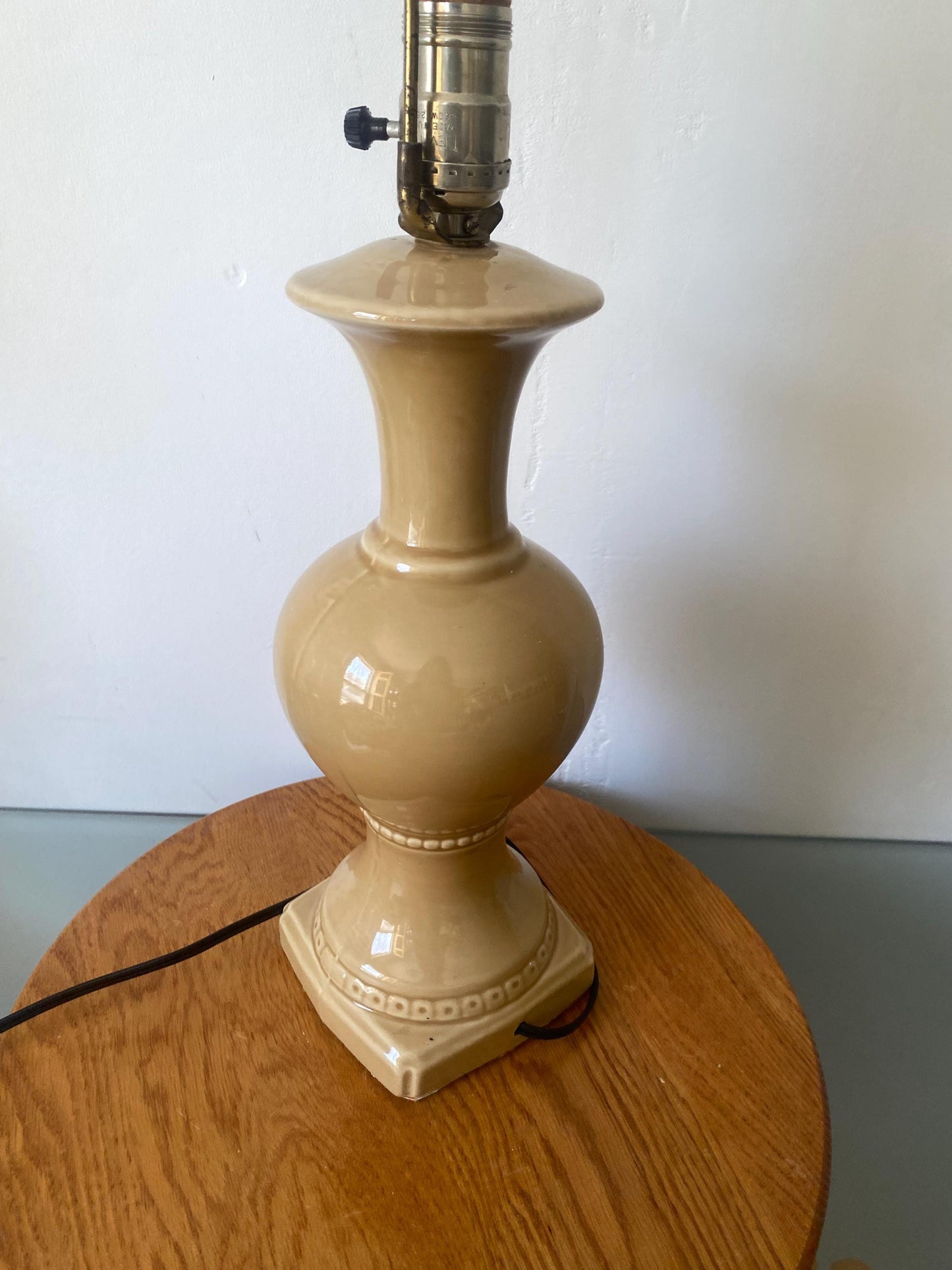 Antique Tall Medium Cafe Au Lait Ceramic Table Lamp No Shade