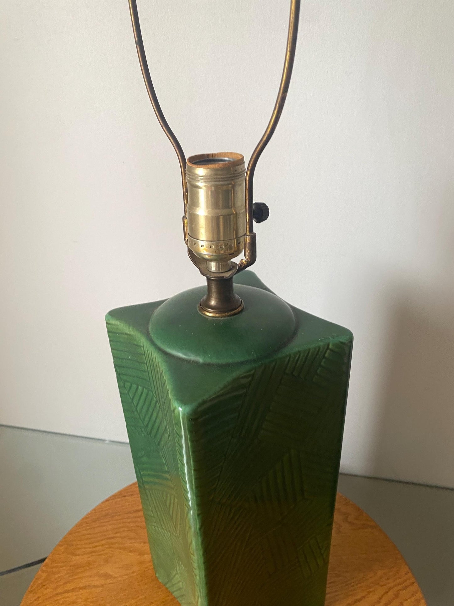 Antique Deep Jade Ceramic Lamp No Shade