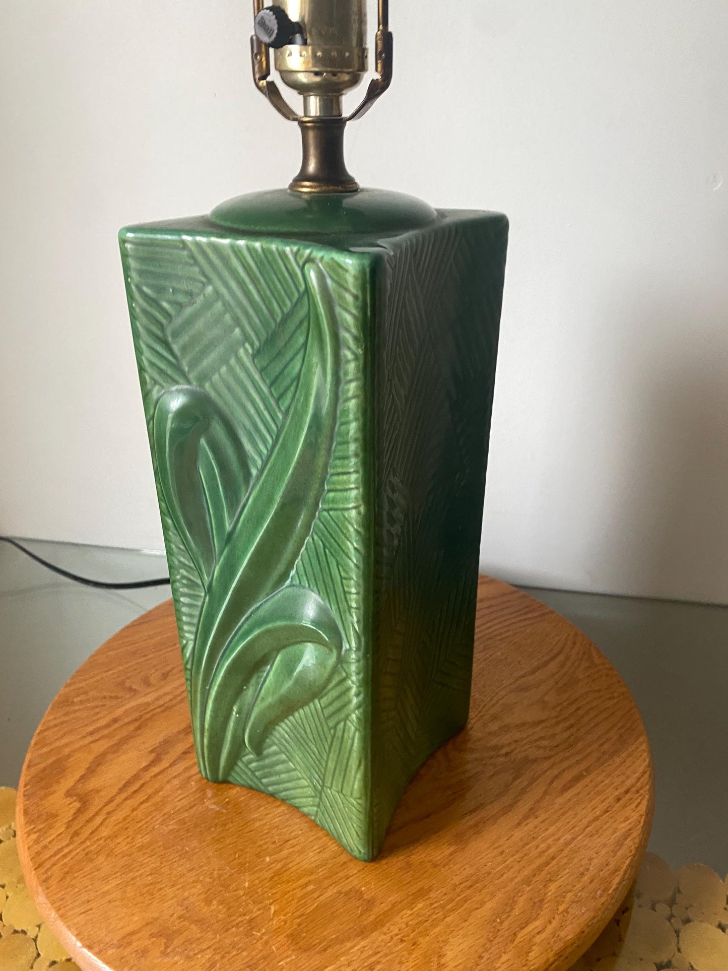 Antique Deep Jade Ceramic Lamp No Shade