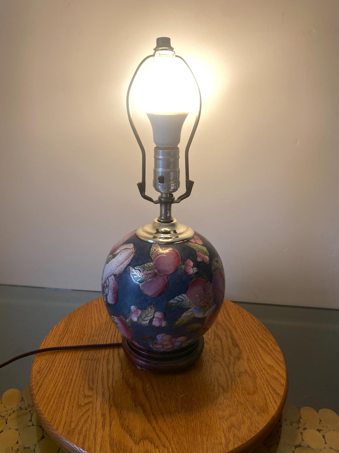 Retro Small Enamelled Jewel Tone Fruit Motif Gumball Ceramic Lamp No Shade