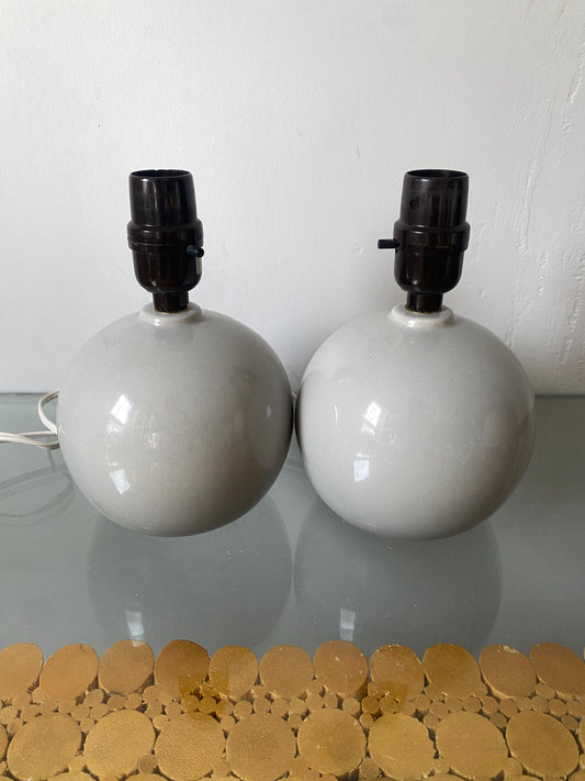 Pair of Retro Small Gray Ceramic Gum Ball Lamp No Shade