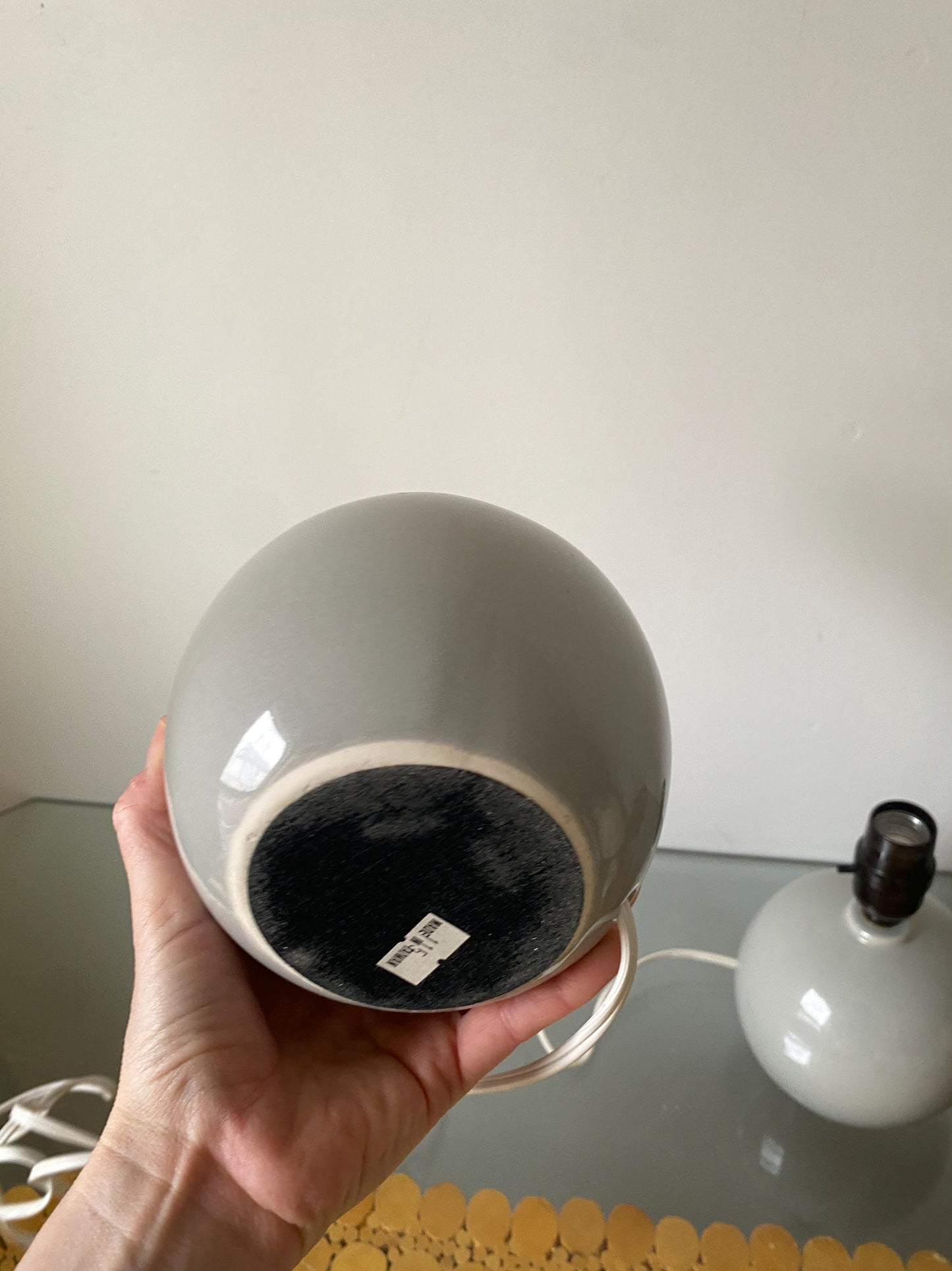 Pair of Retro Small Gray Ceramic Gum Ball Lamp No Shade