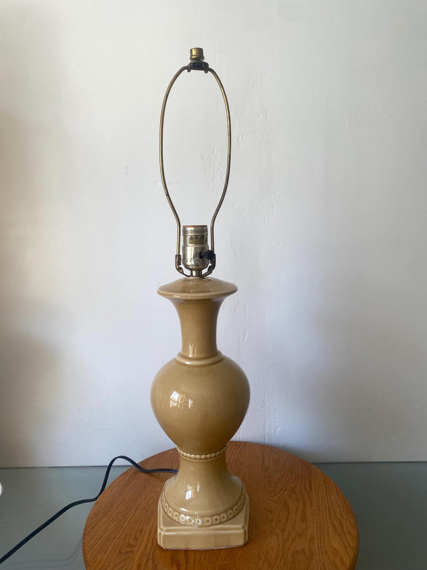Antique Tall Medium Cafe Au Lait Ceramic Table Lamp No Shade