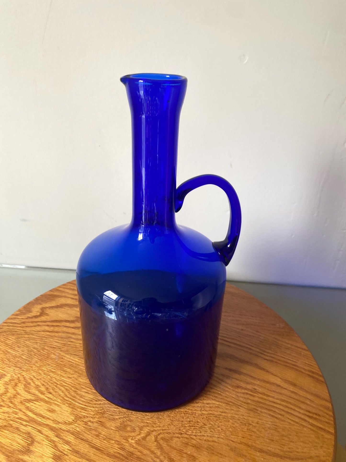 Vintage Cobalt Blue Decanter with Handle