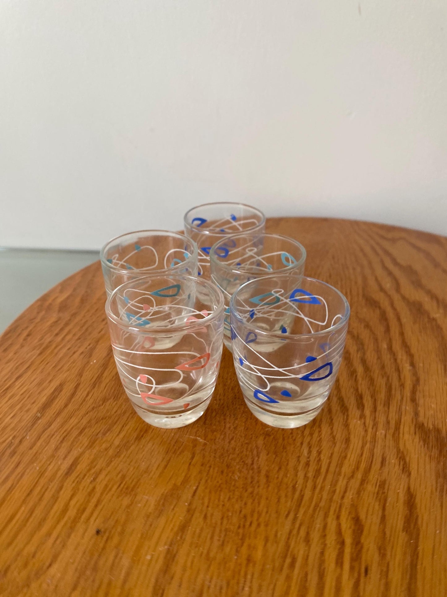 Set of 5 MCM Pastel Amoeba  Shot Glasses