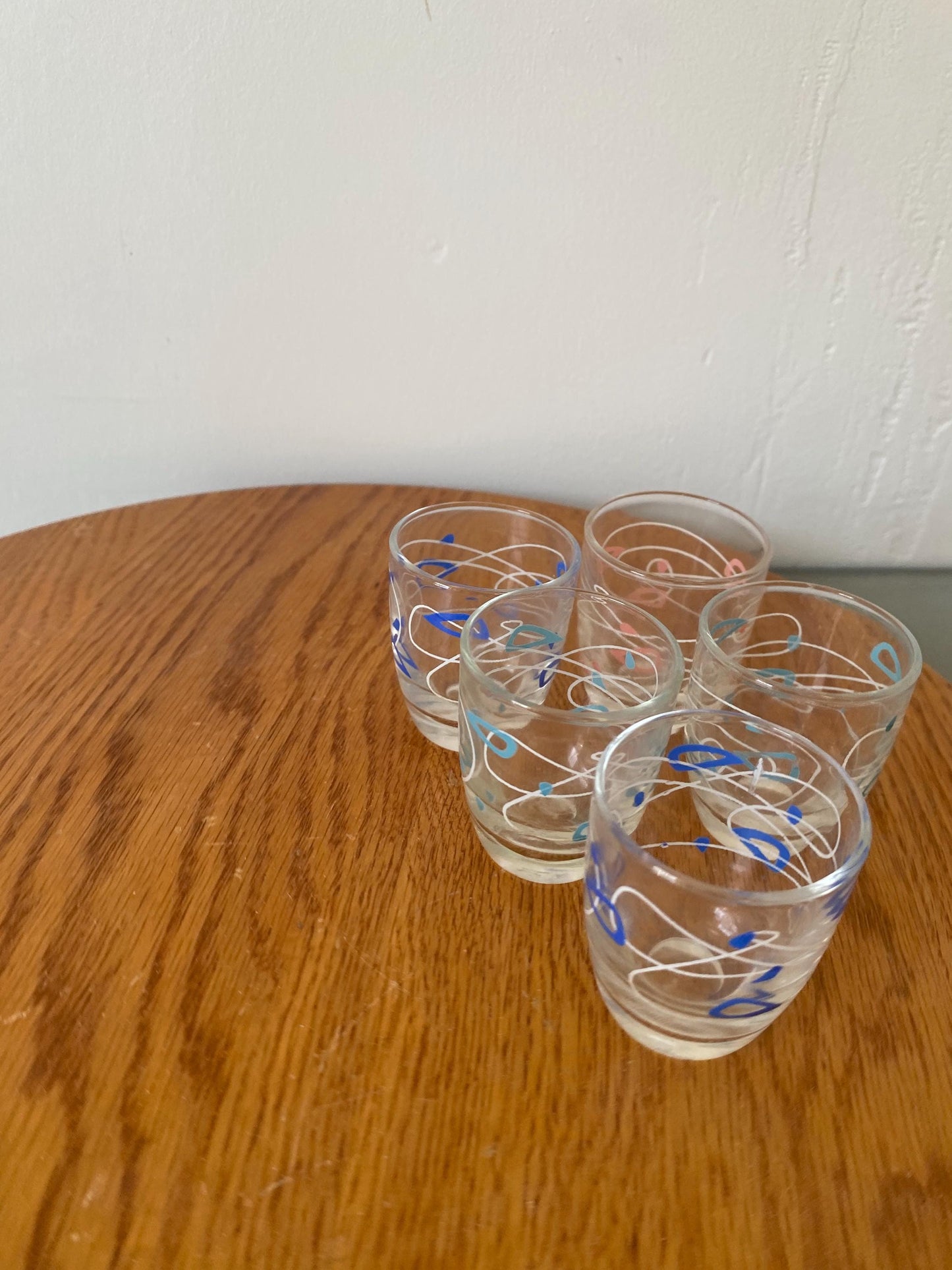 Set of 5 MCM Pastel Amoeba  Shot Glasses