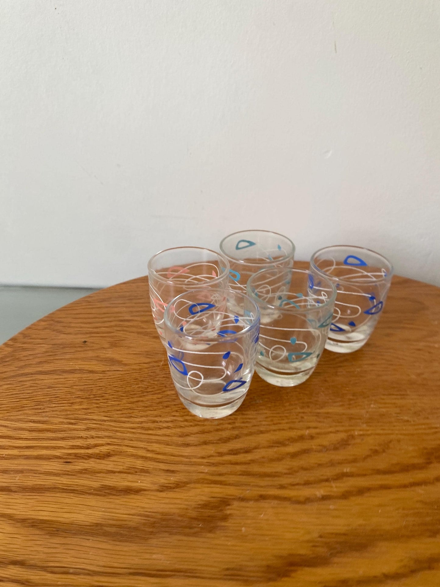 Set of 5 MCM Pastel Amoeba  Shot Glasses