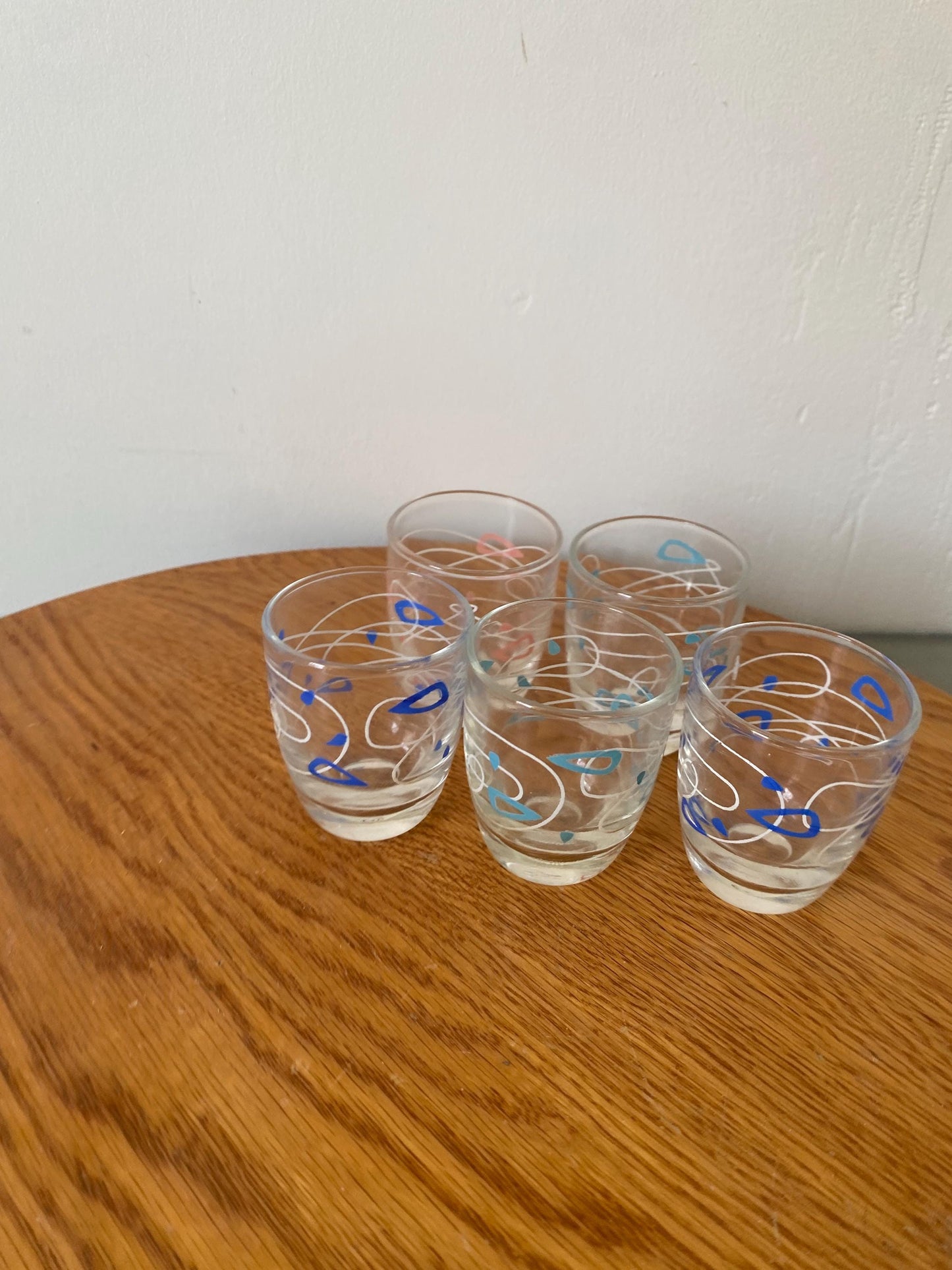 Set of 5 MCM Pastel Amoeba  Shot Glasses