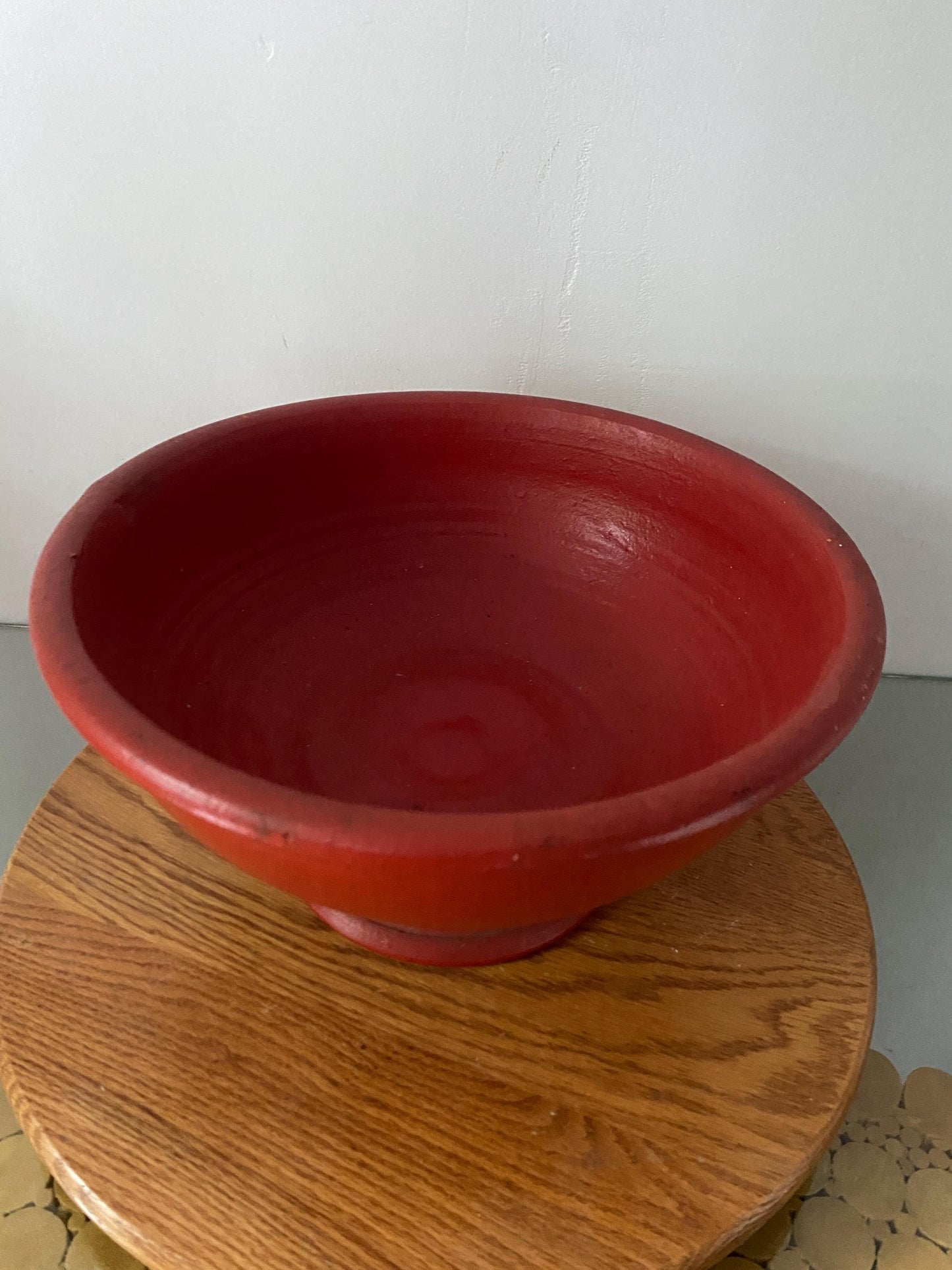 Handmade Large Tomato Red Matte Pottery Bowl