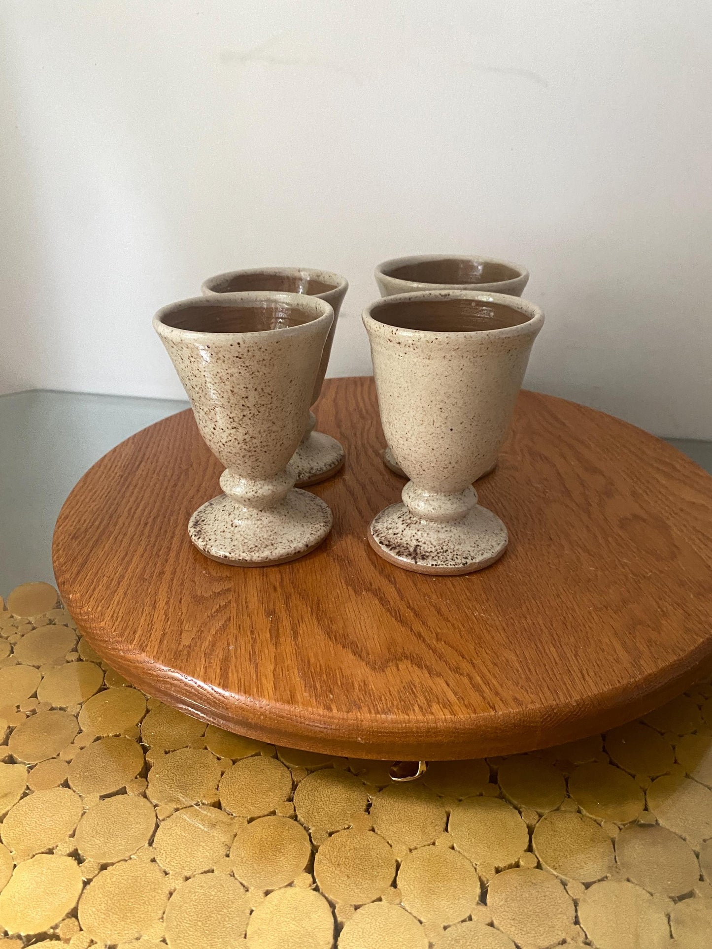 Handmade Set of 4 Natural Pottery Goblets