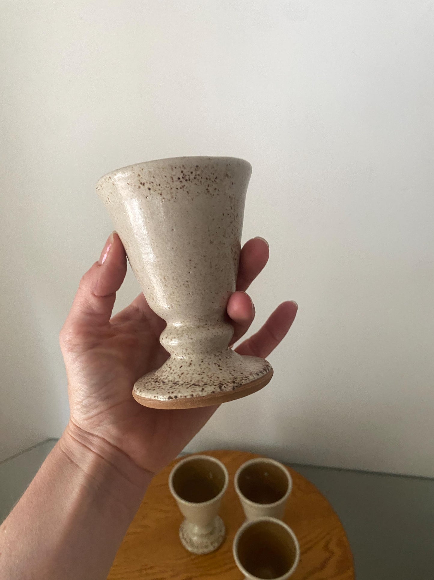 Handmade Set of 4 Natural Pottery Goblets