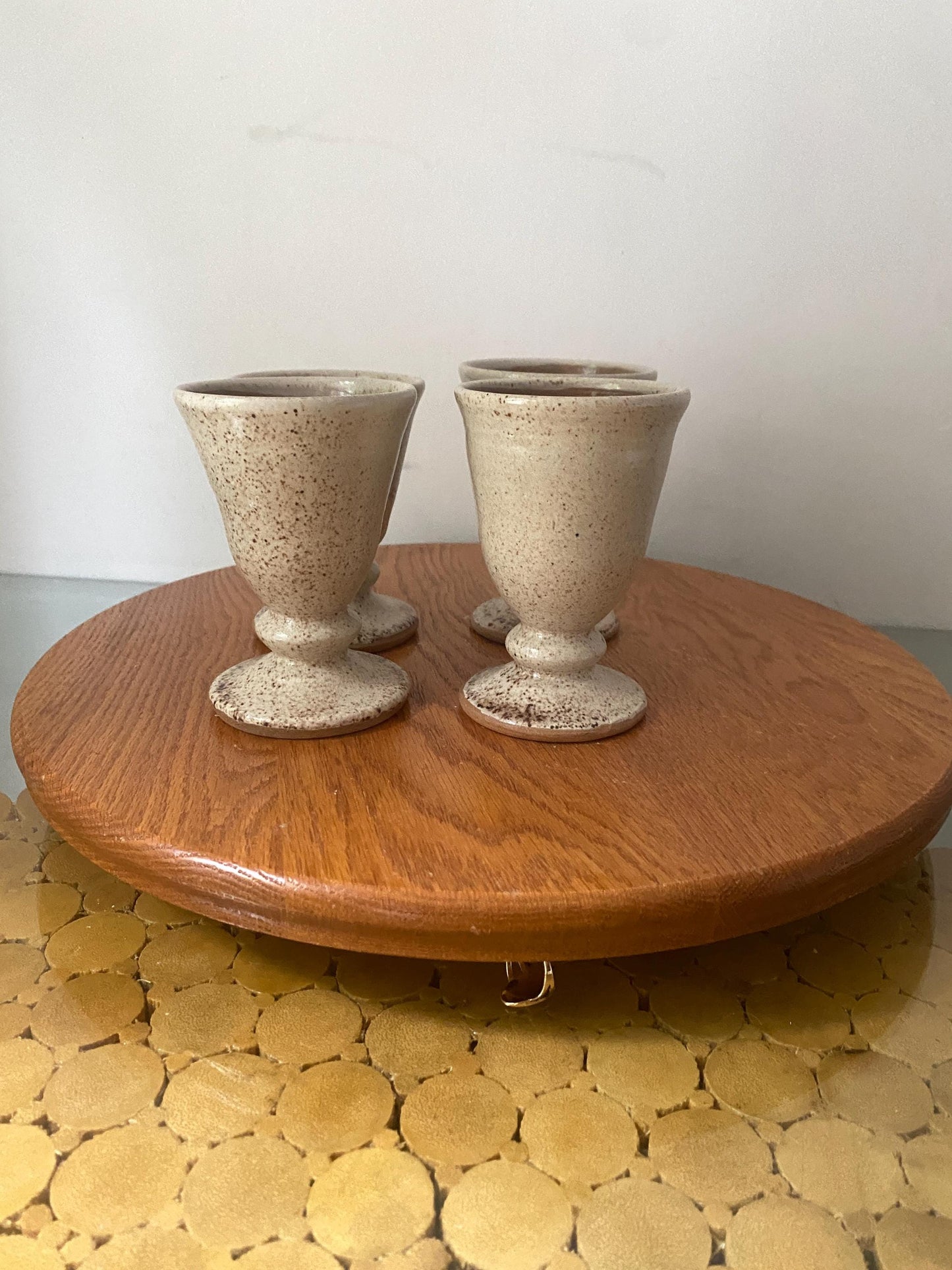 Handmade Set of 4 Natural Pottery Goblets