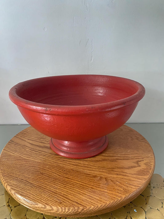 Handmade Large Tomato Red Matte Pottery Bowl