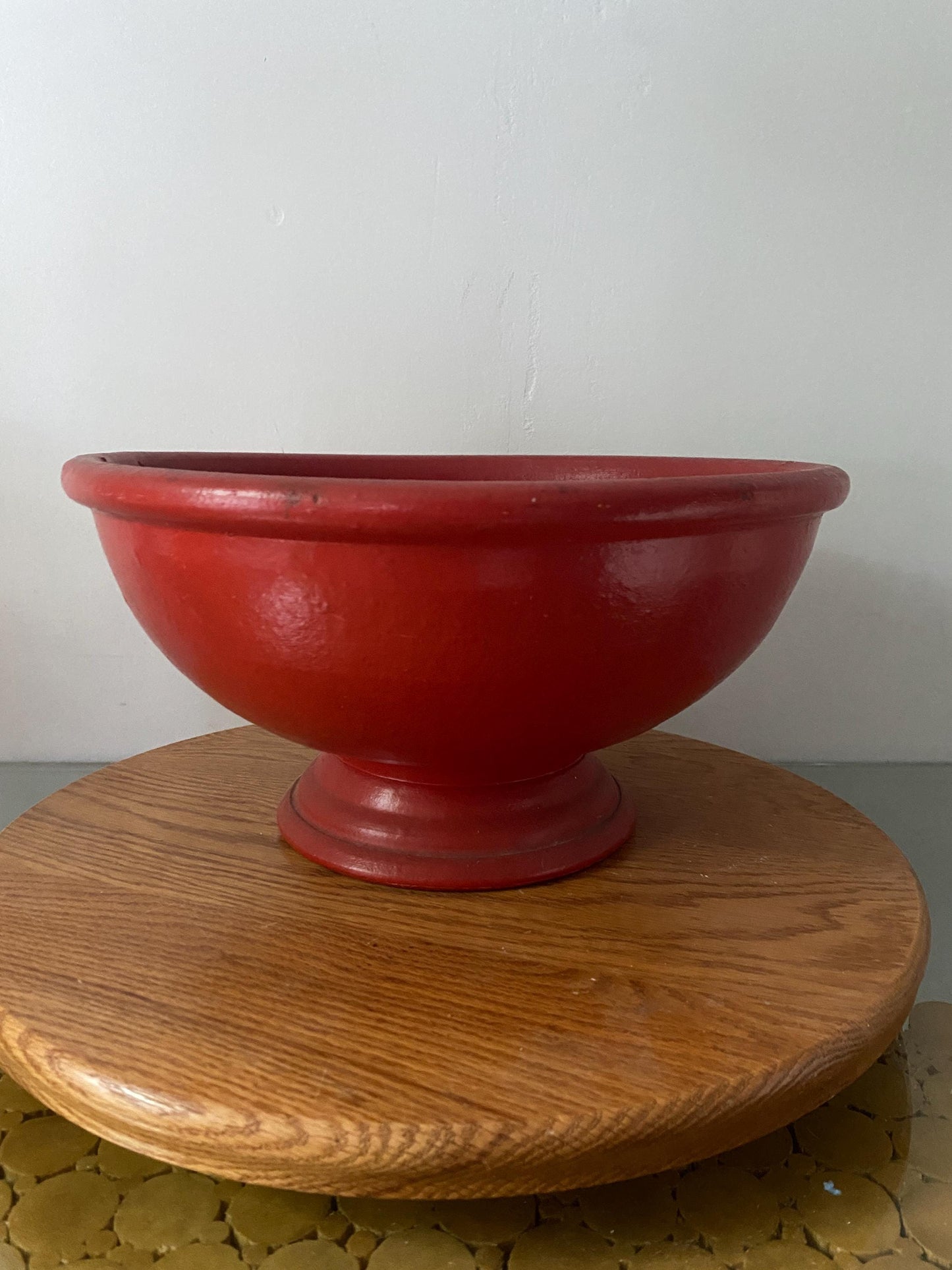 Handmade Large Tomato Red Matte Pottery Bowl