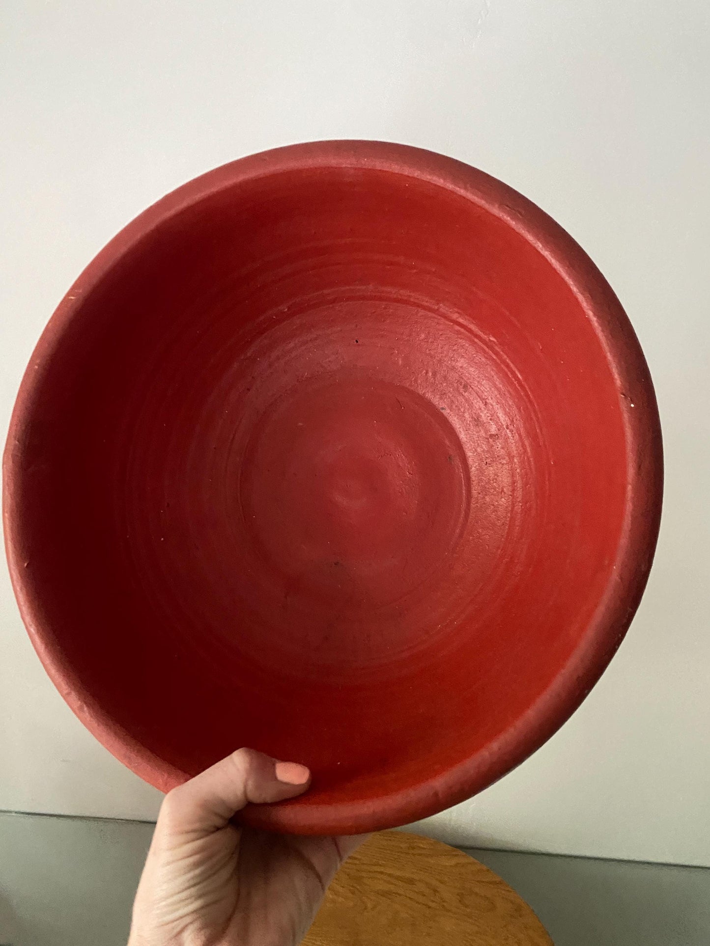 Handmade Large Tomato Red Matte Pottery Bowl