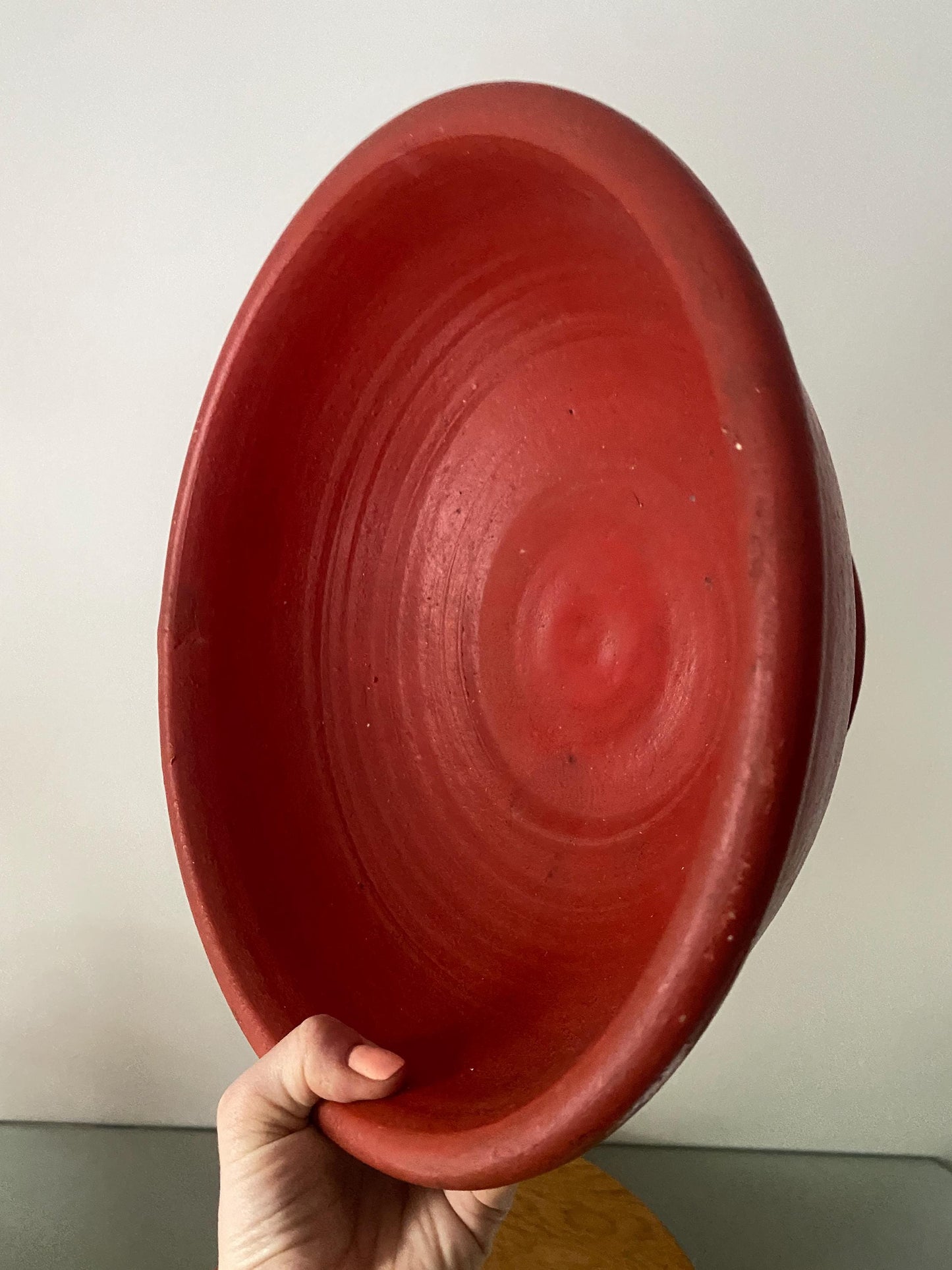 Handmade Large Tomato Red Matte Pottery Bowl