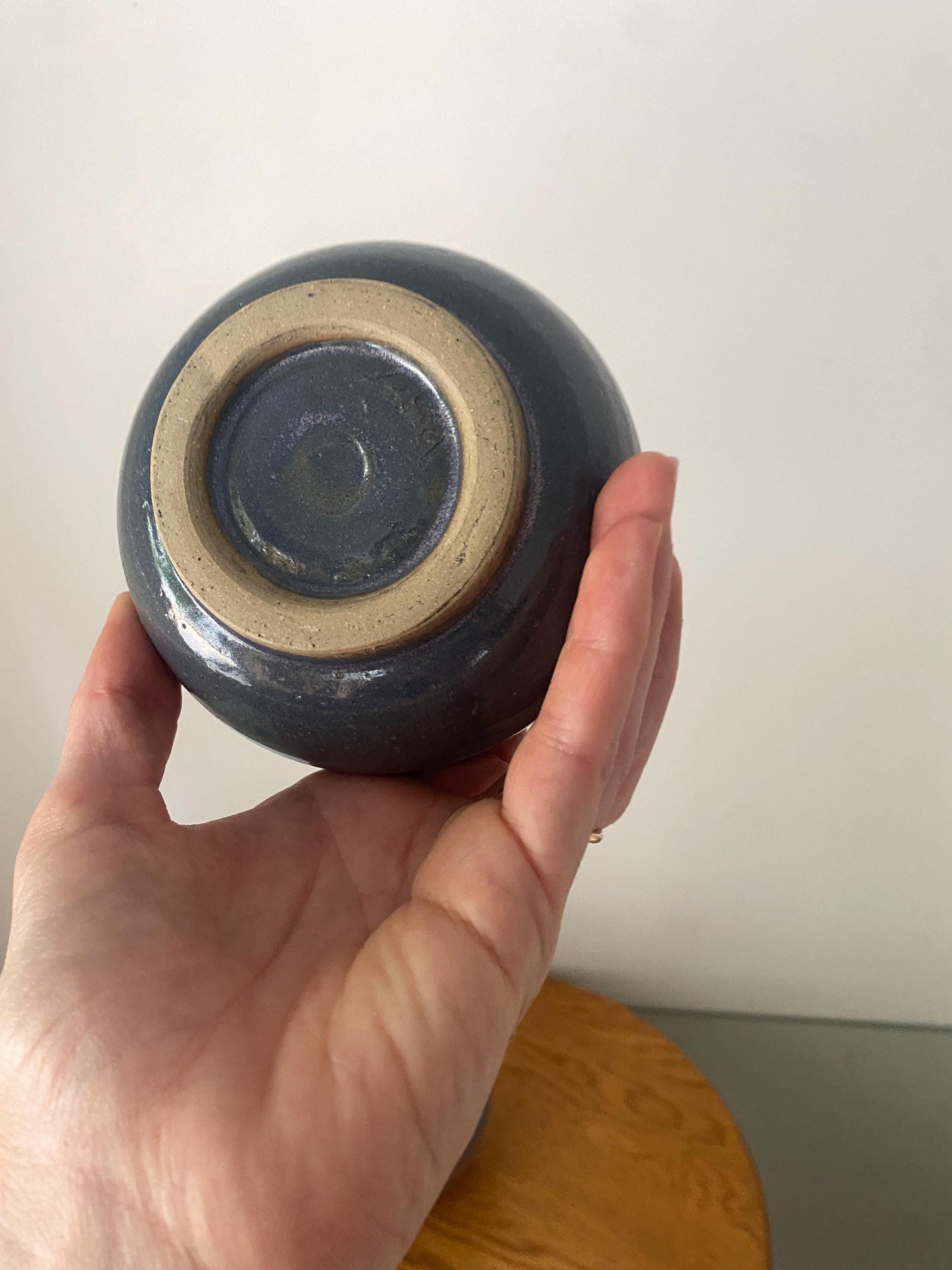 Pair of Small and Smaller Handmade Blueberry Pottery Bowls
