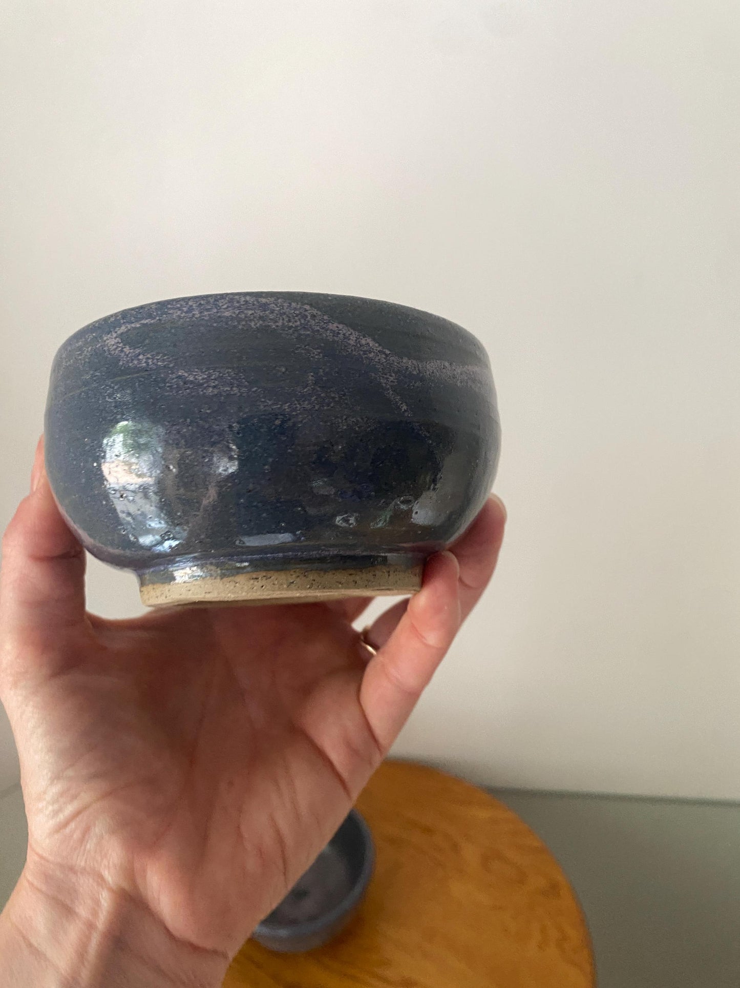 Pair of Small and Smaller Handmade Blueberry Pottery Bowls