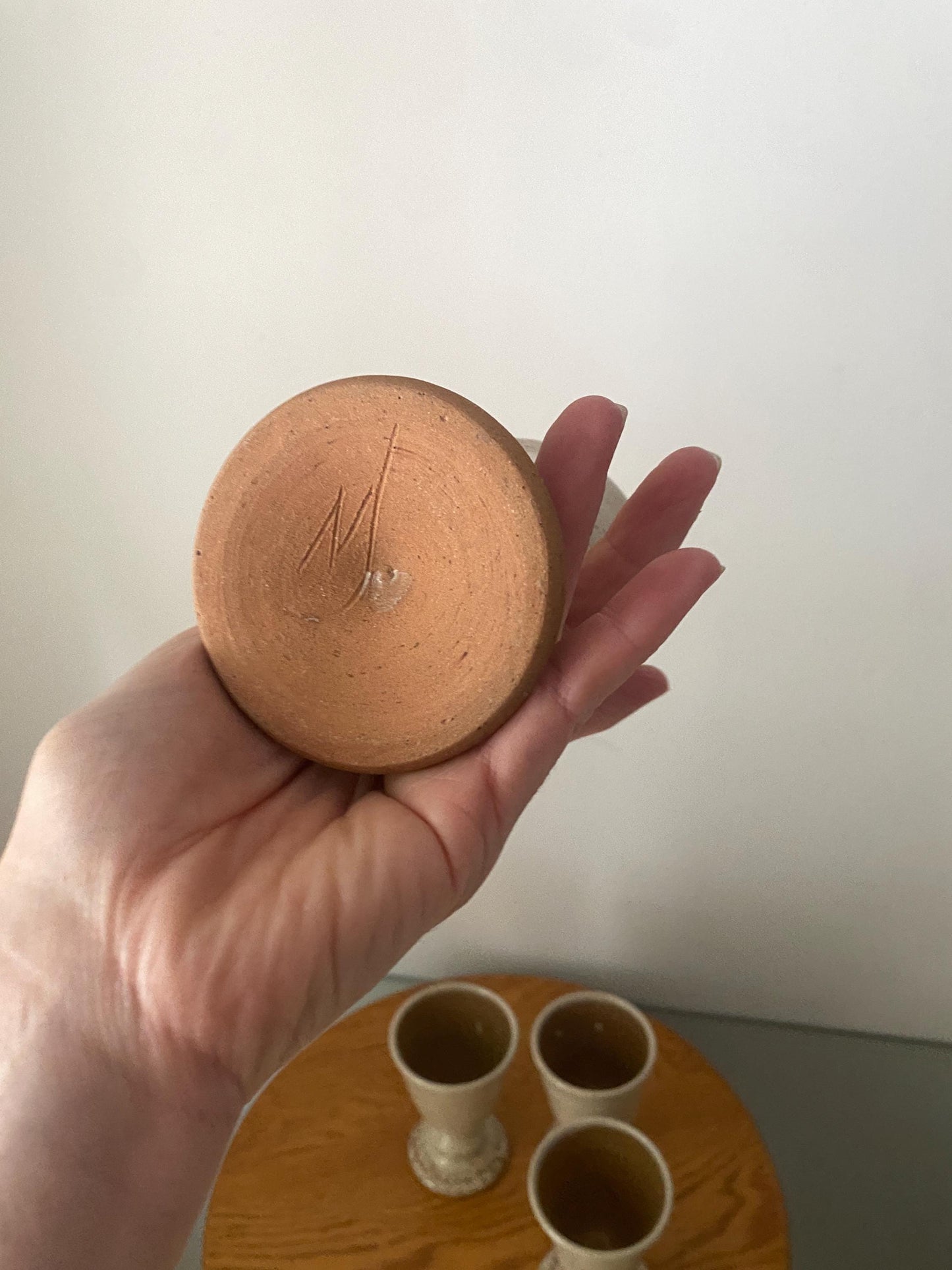 Handmade Set of 4 Natural Pottery Goblets