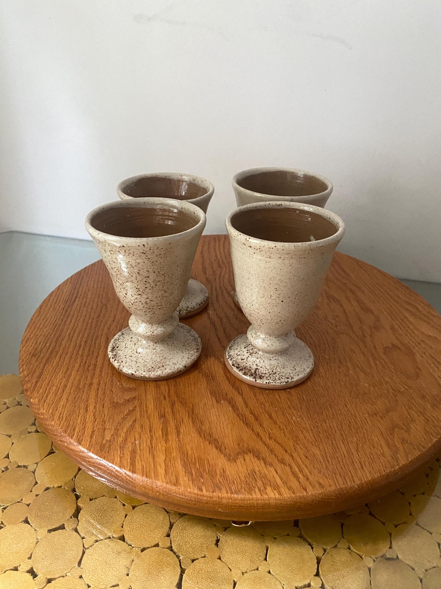 Handmade Set of 4 Natural Pottery Goblets