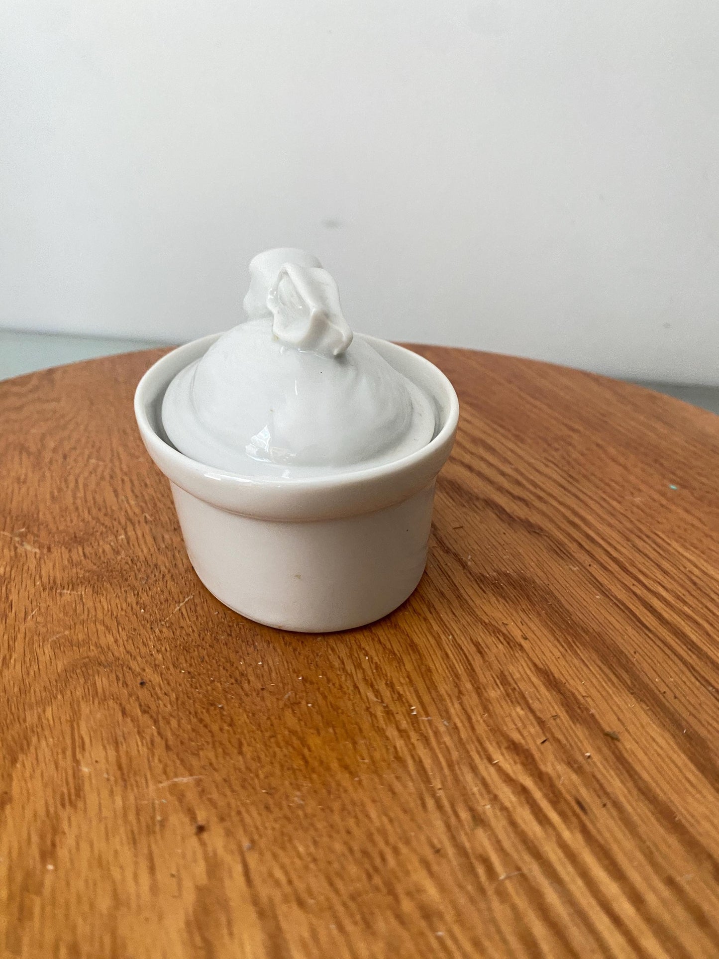 Vintage Small White Ceramic Rabbit on Nest Dish