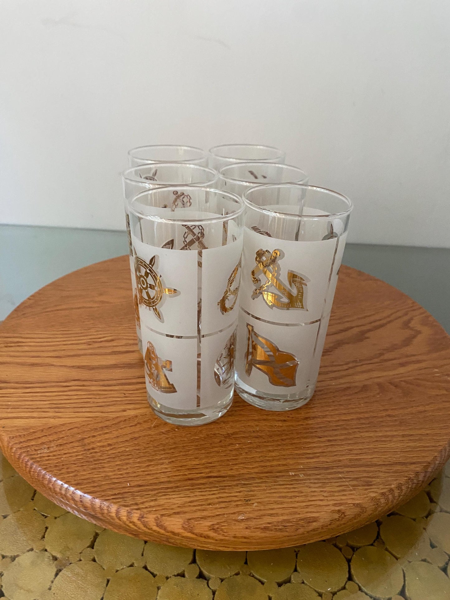MCM Set of 6 Dominion Nautical Glass Tumblers