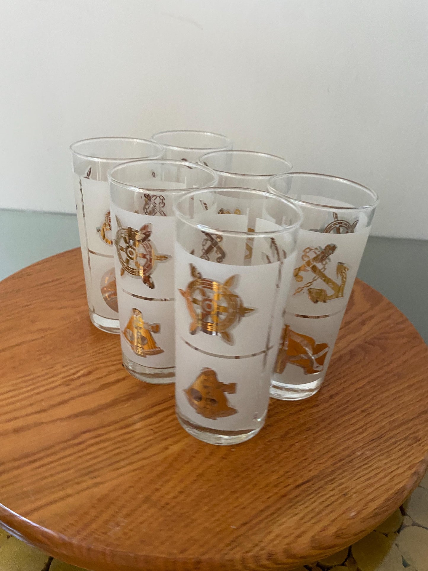 MCM Set of 6 Dominion Nautical Glass Tumblers