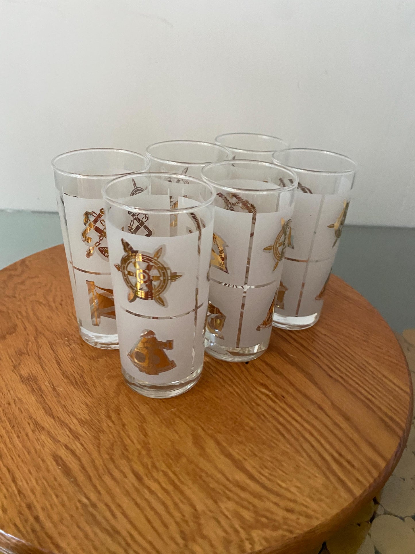 MCM Set of 6 Dominion Nautical Glass Tumblers