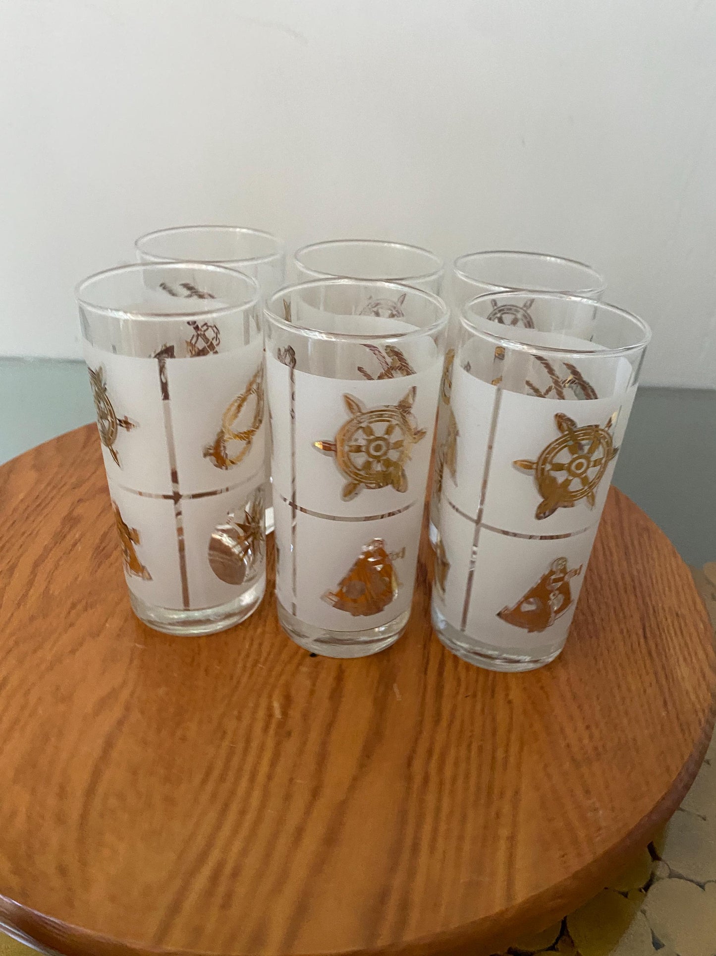 MCM Set of 6 Dominion Nautical Glass Tumblers