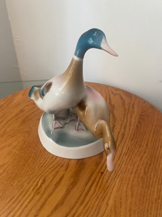 Vintage Zsolnay Porcelain Duck Figurine Made in Hungary