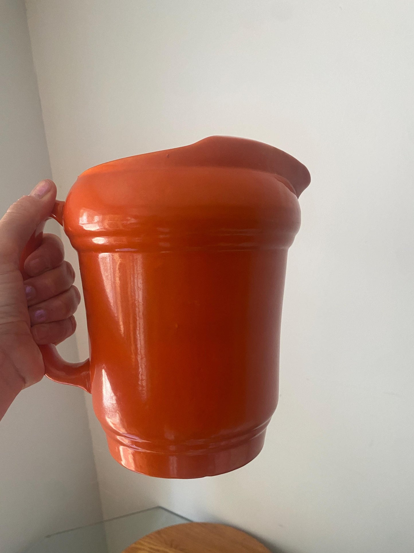 Vintage 1950s Medalta Bright Orange Pottery Water Jug Made in Alberta