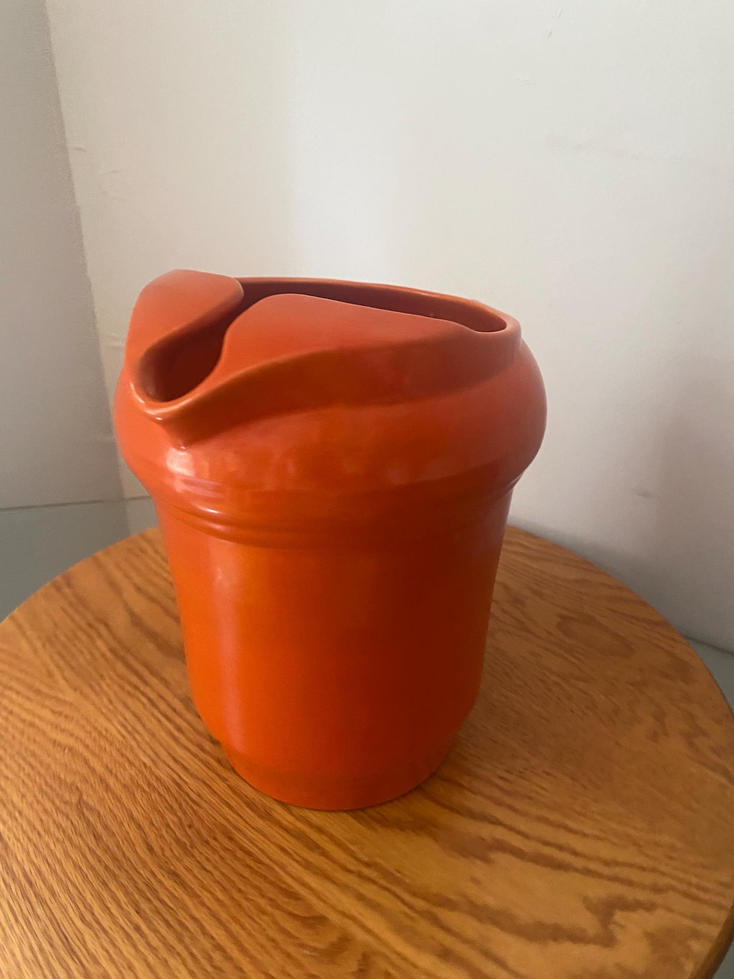 Vintage 1950s Medalta Bright Orange Pottery Water Jug Made in Alberta
