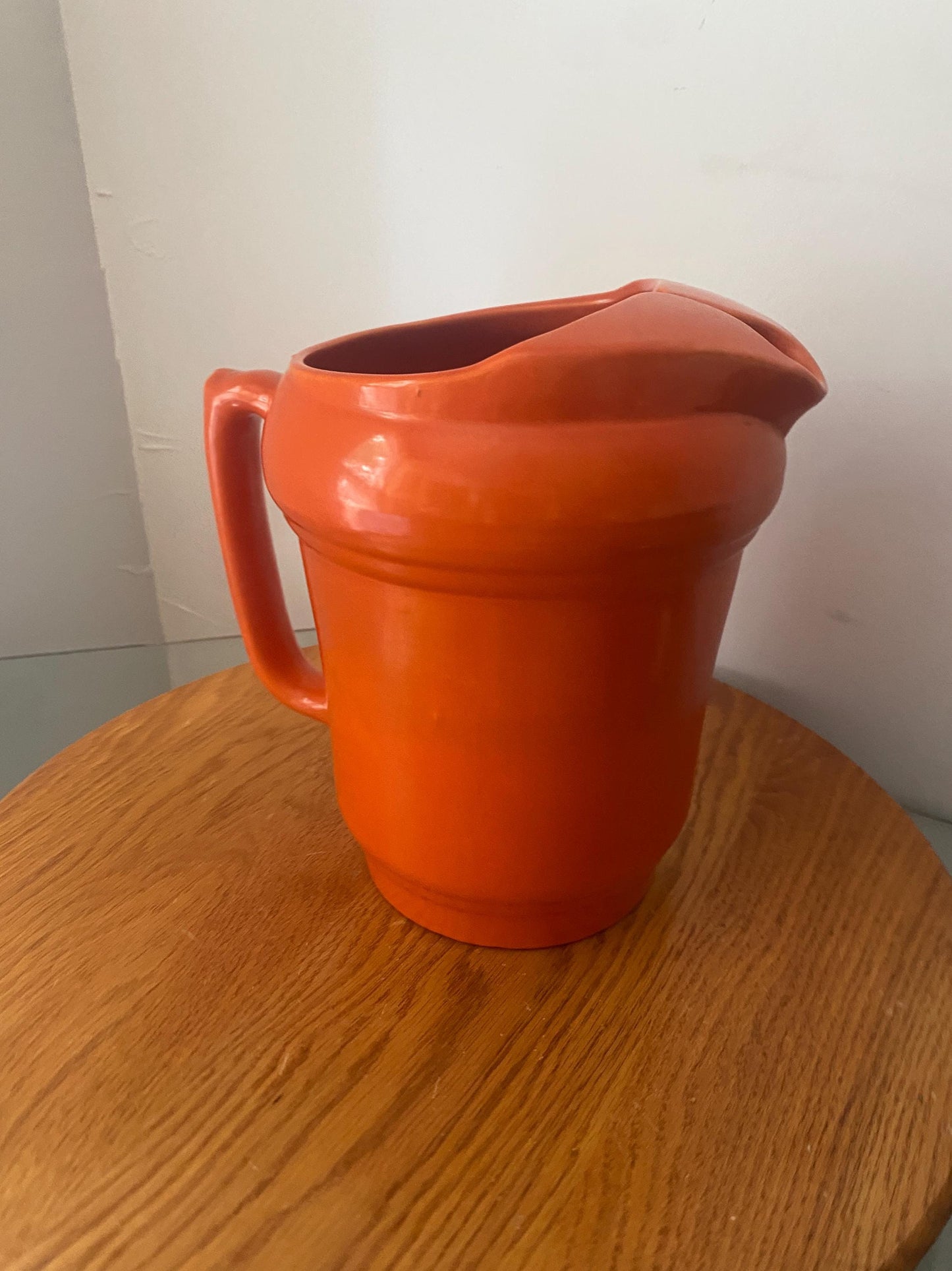 Vintage 1950s Medalta Bright Orange Pottery Water Jug Made in Alberta