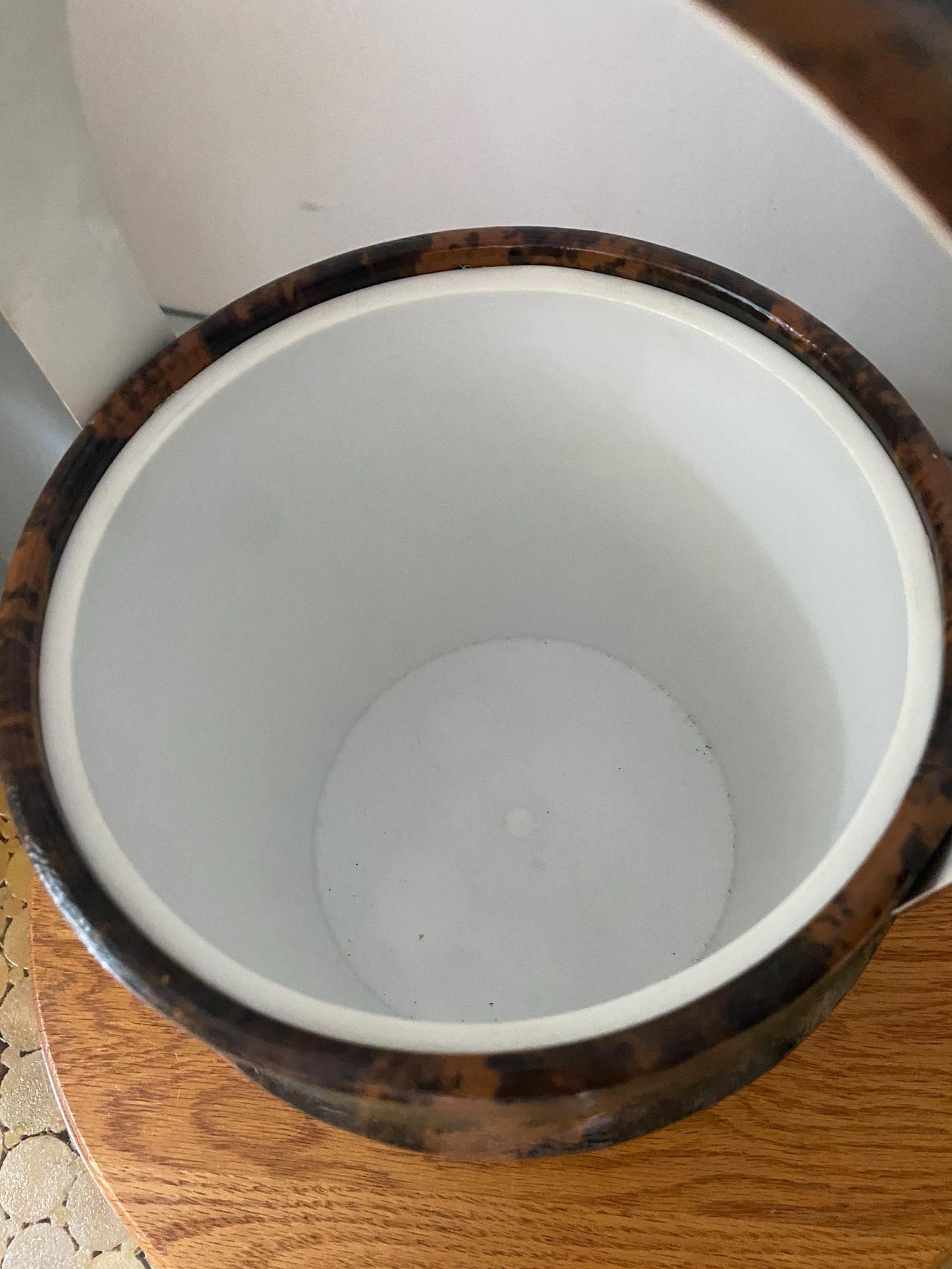 MCM Brown Faux Tortoise Shell  Vinyl Ice Bucket Made in USA