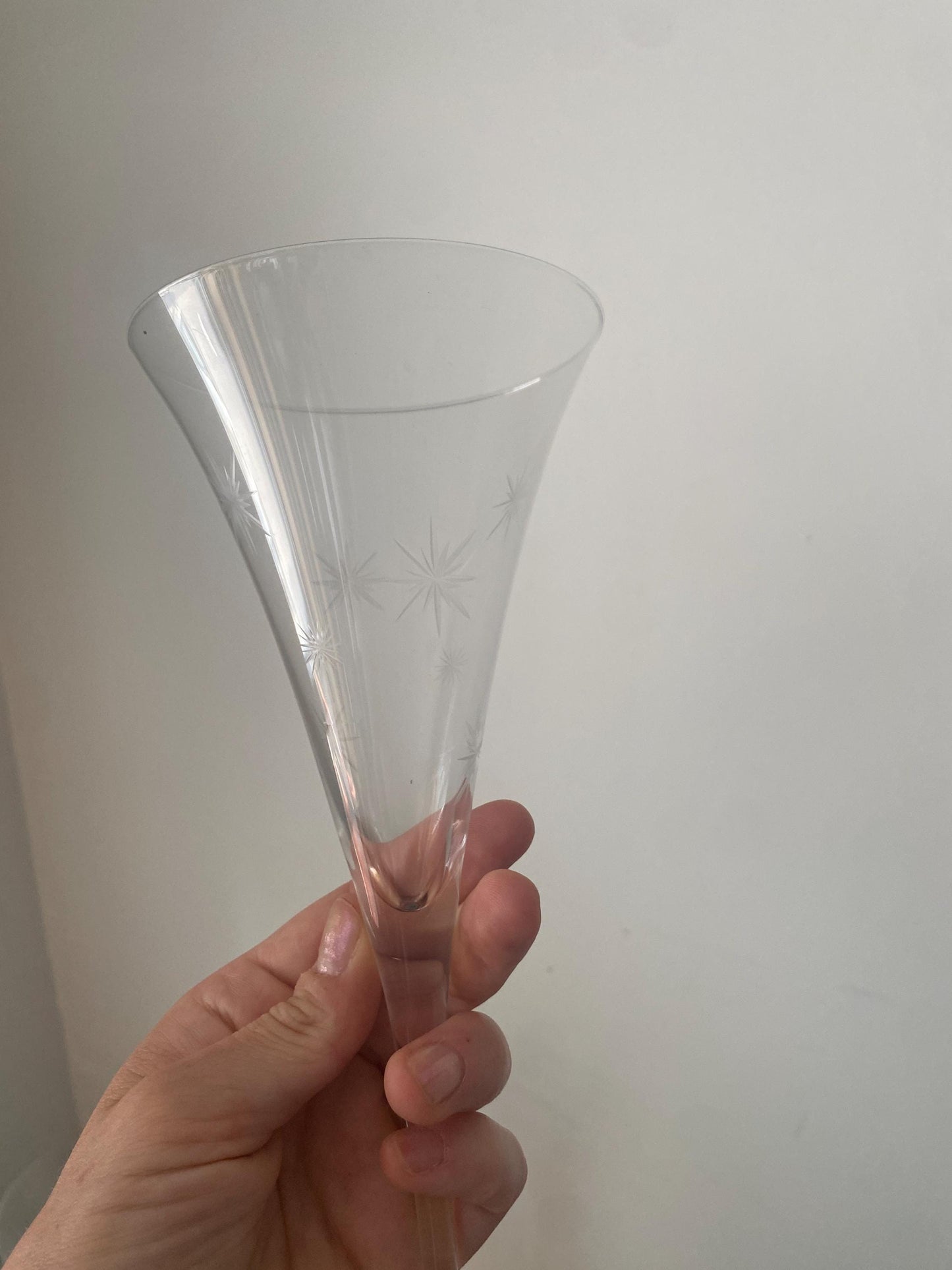 Set of 4 Waterford By Marquis Crystal Champagne Flute Etched Starburst Pattern